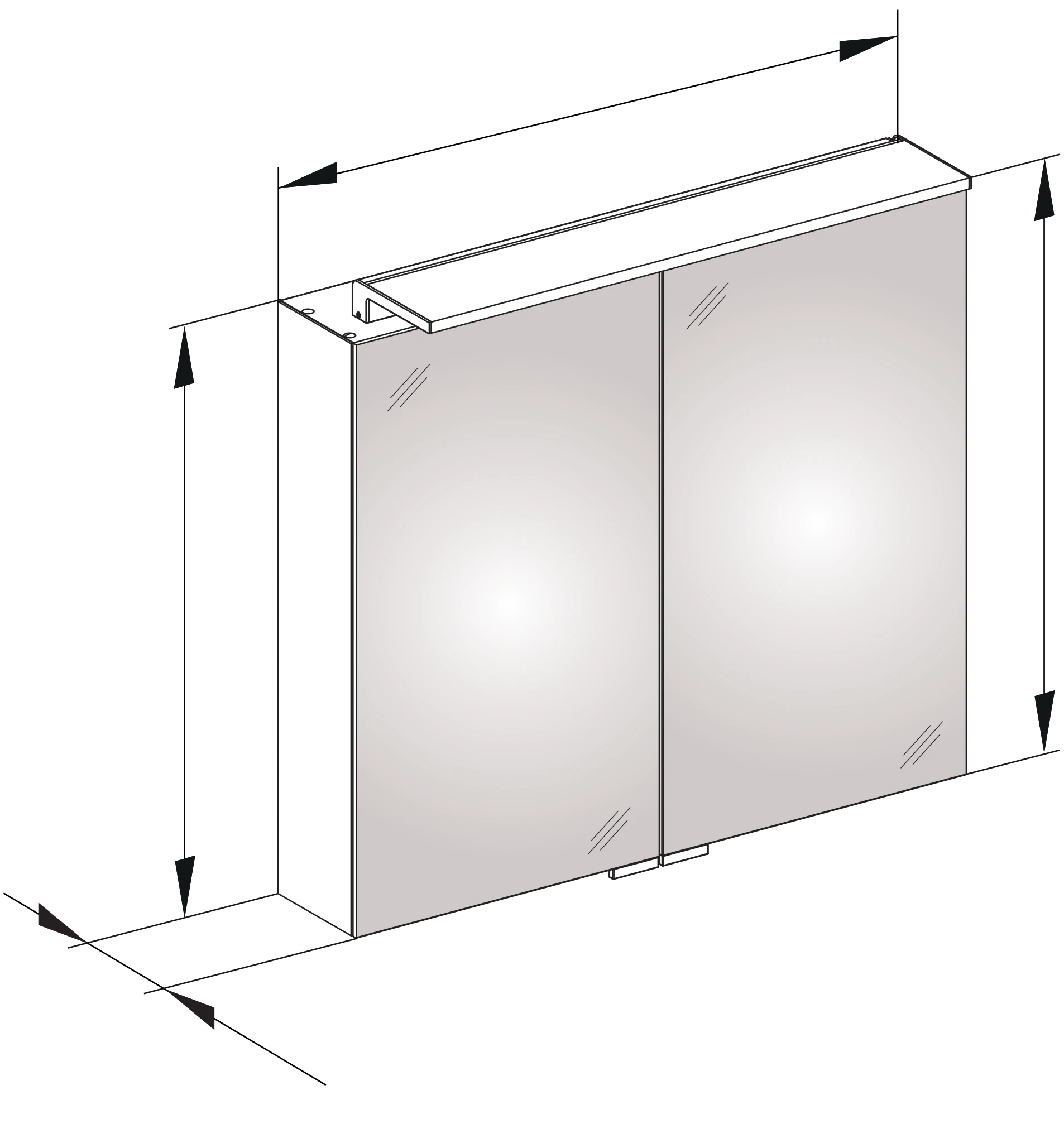 Royal L1 13603171301 Spiegelschrank Royal L1 800 × 742 × 150 mm silber-eloxiert