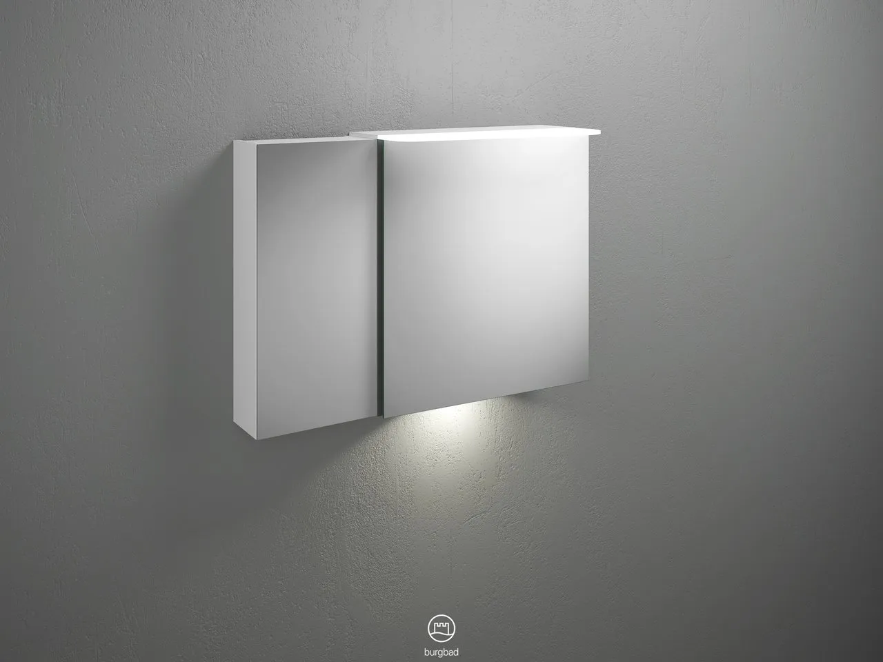 Burgbad Spiegelschrank Badu SFUB090, 310x900x665 mm, LED-Aufsatzleuchte 4200 K, Schalter-Steckdosenelement, Glaseinlegeböden