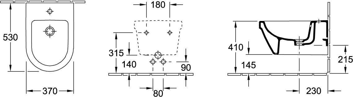 Bidet „Architectura“, mit Überlauf 37 × 26,5 × 54 cm