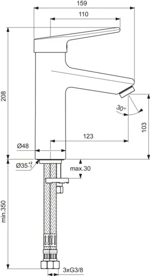 Waschtischarmatur Ceraplus Grande Niederdruck ohne Ablaufgarnitur Ausladung 123mm Chrom Waschtischarmatur Ceraplus Grande Niederdruck ohne Ablaufgarnitur Ausladung 123mm Chrom