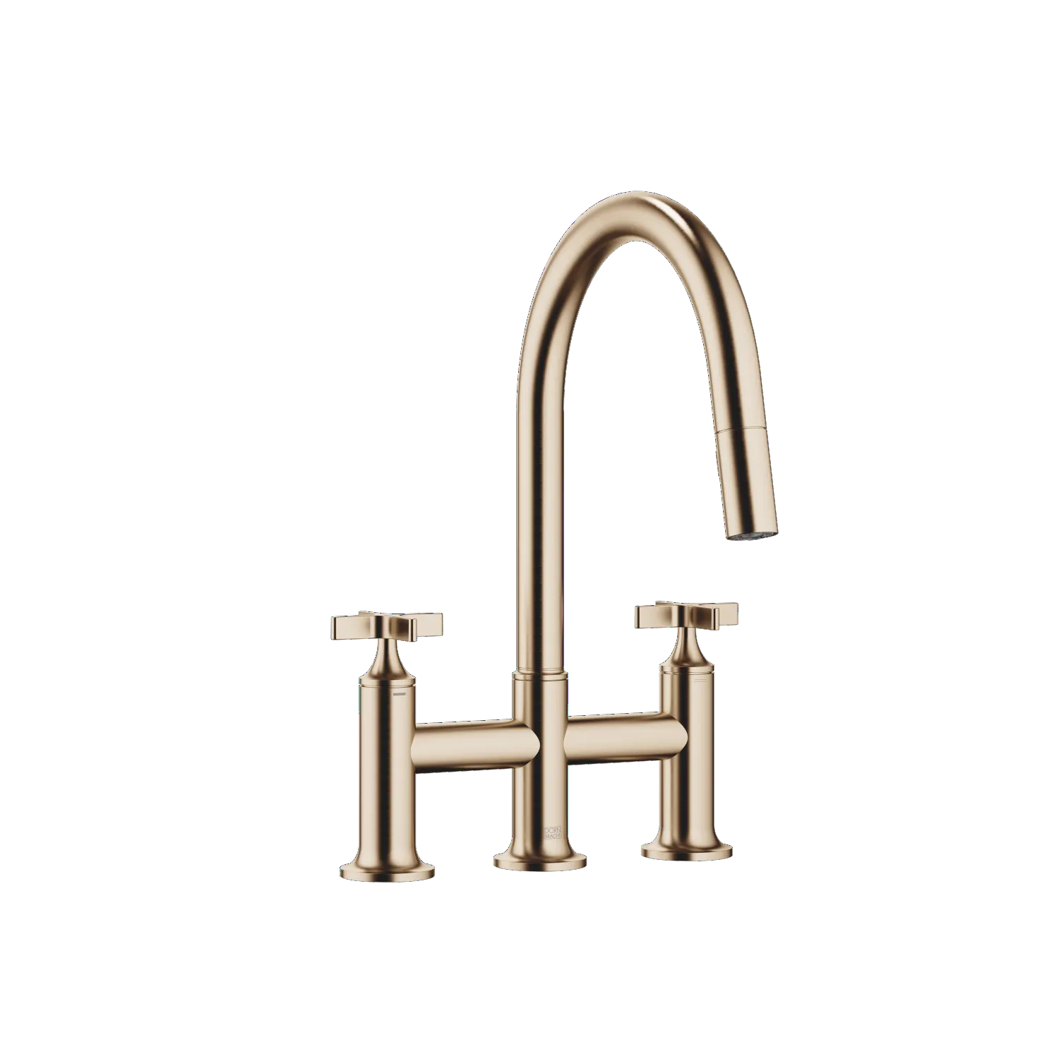 Dornbracht VAIA Dreiloch-Brückenbatterie Pull-down mit Brausefunktion - Champagne gebürstet (22kt Gold)