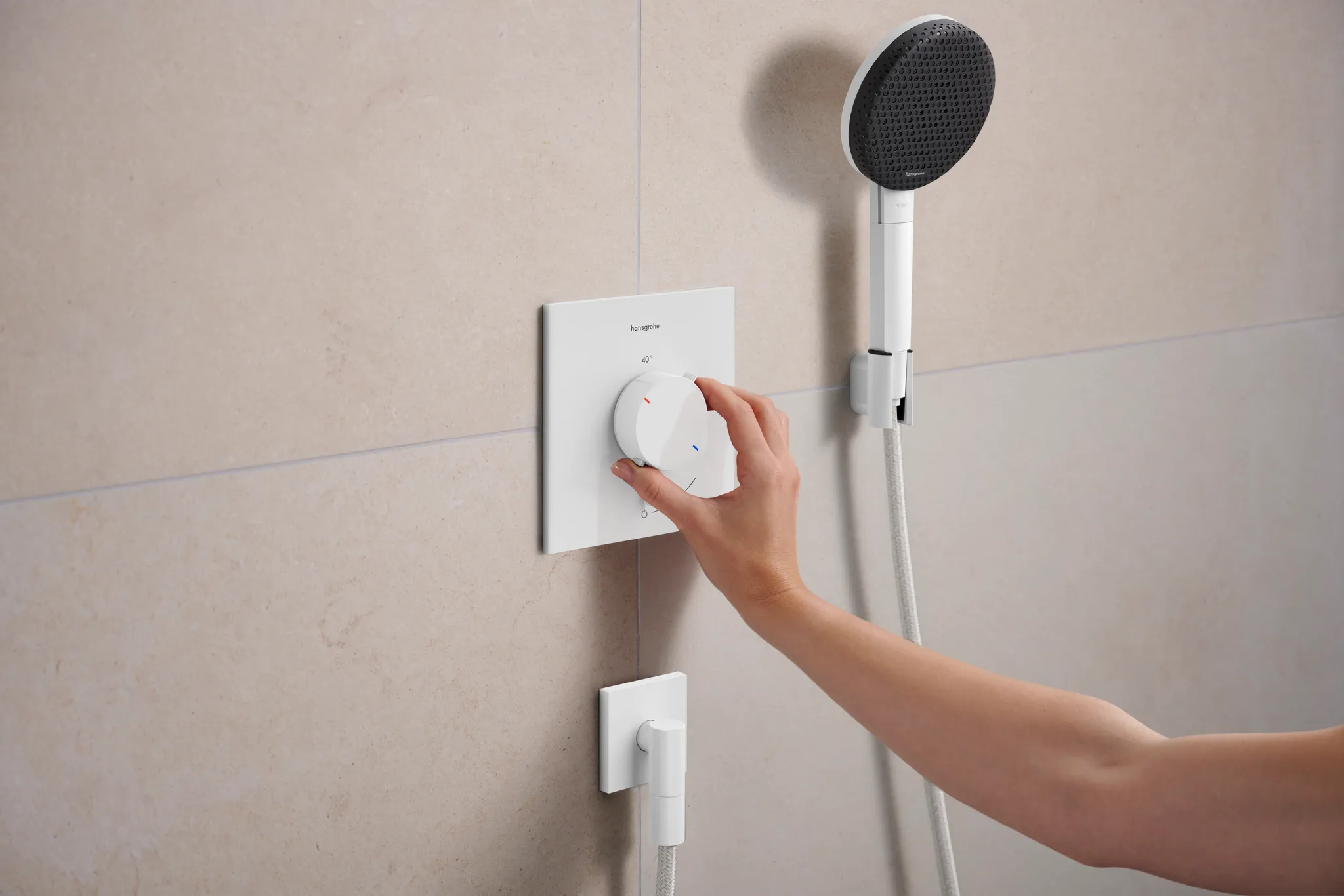 Hansgrohe Ecostat Comfort E Thermostat Unterputz für 1 Verbraucher, Mattweiß