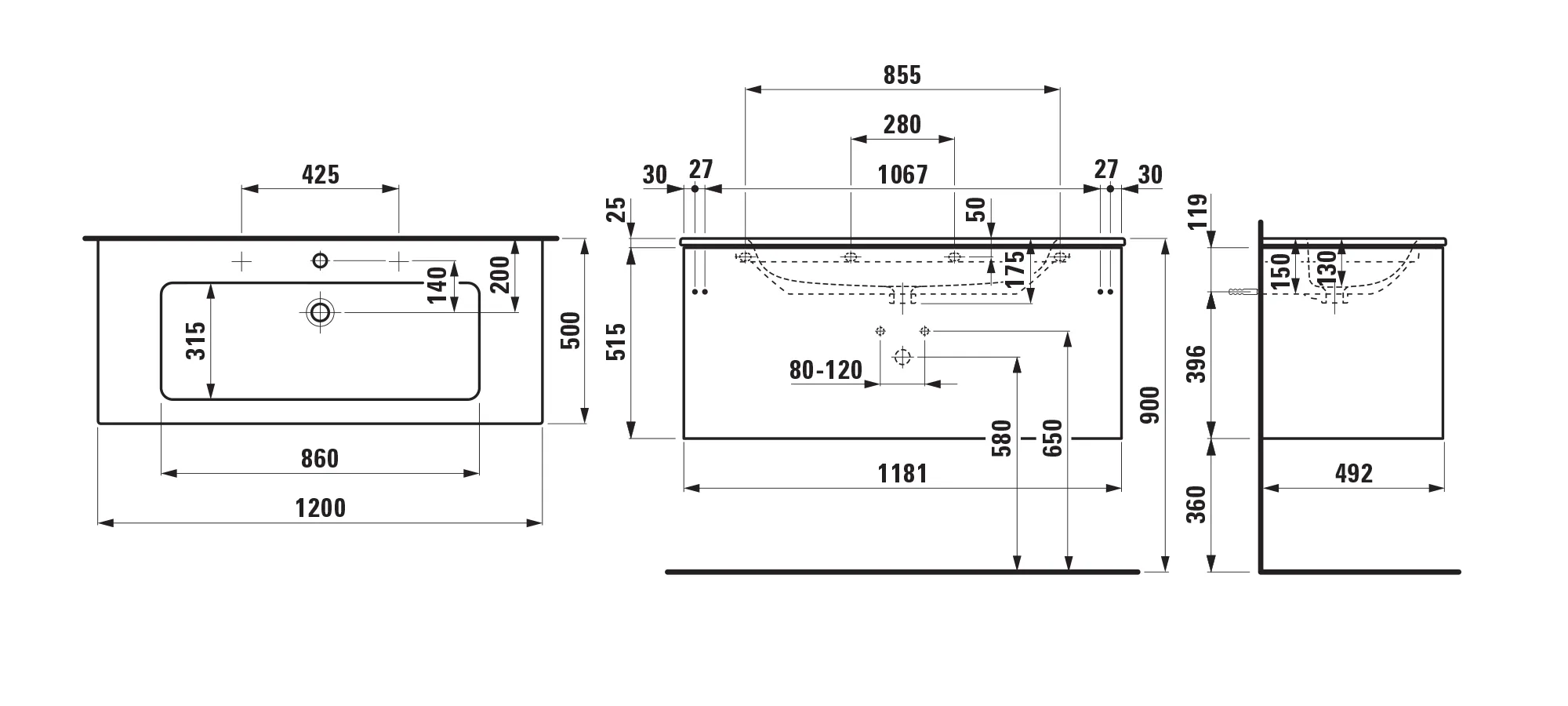 Laufen Badmöbelset inkl. Waschtisch „PRO S“ 1200 × 500 × 540 mm Laufen Badmöbelset inkl. Waschtisch „PRO S“ 1200 × 500 × 540 mm