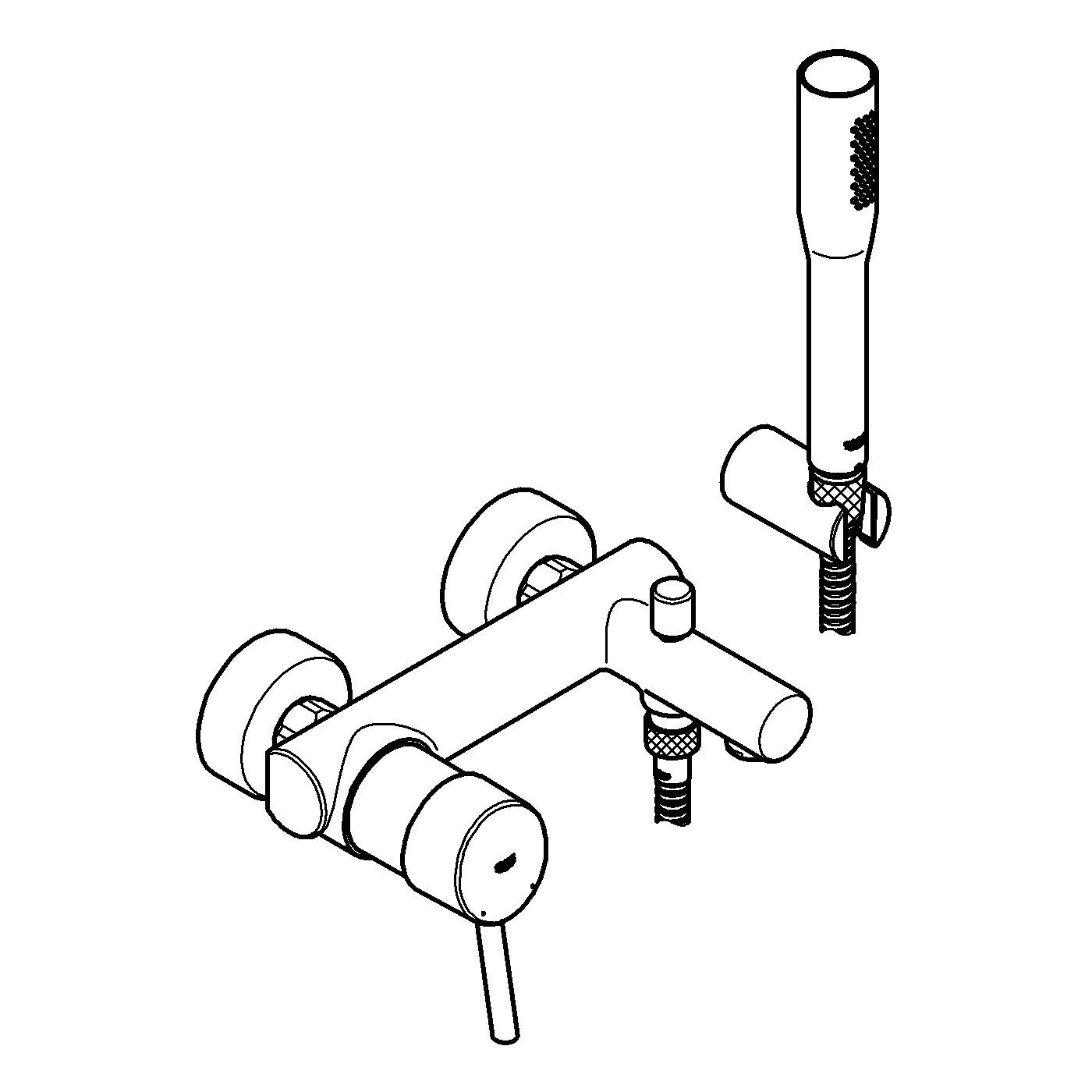 Einhand-Wannenbatterie Concetto 32212_1, Wandmontage, mit Brausegarnitur, eigensicher, chrom