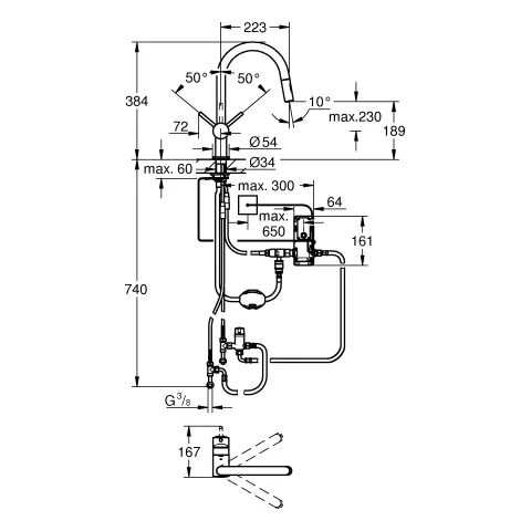 Grohe Minta Touch Elektronische Einhand-Spültischbatterie, C-Auslauf, Einlochmontage, chrom Grohe Minta Touch Elektronische Einhand-Spültischbatterie, C-Auslauf, Einlochmontage, chrom