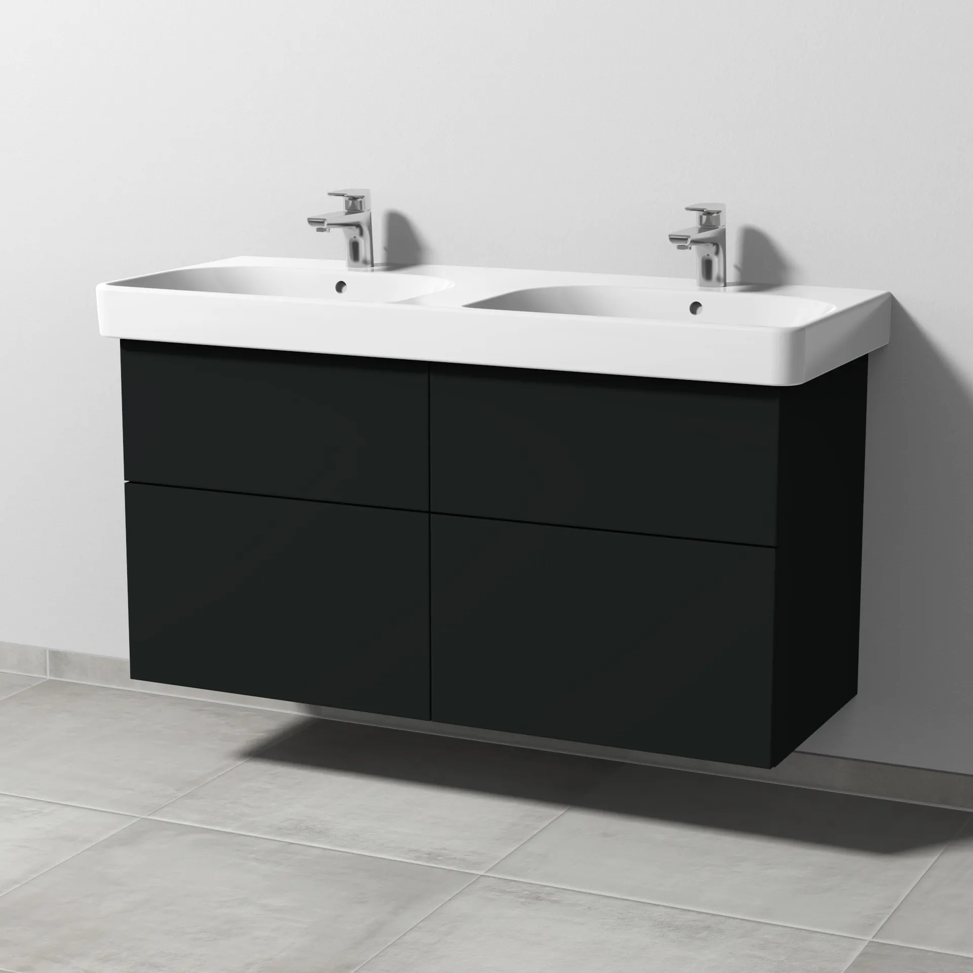 Sanipa Waschtischunterschrank „3way“ passend zu Keramik-Waschtische Smyle Square von Geberit 1130 × 593 × 442 mm in Vulkan (matt)