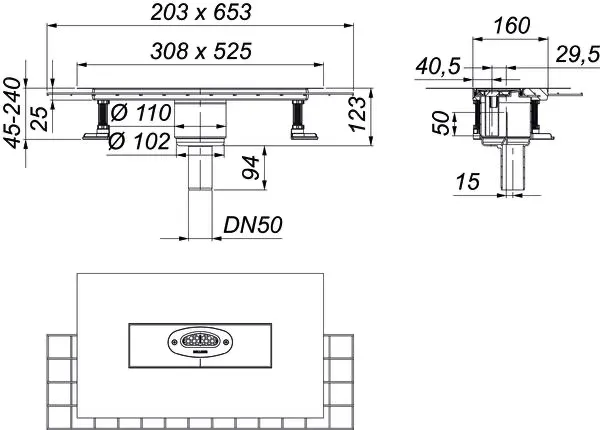 Ablaufgehäuse CeraFlex senkrecht, DN 50 Ablaufgehäuse CeraFlex senkrecht, DN 50