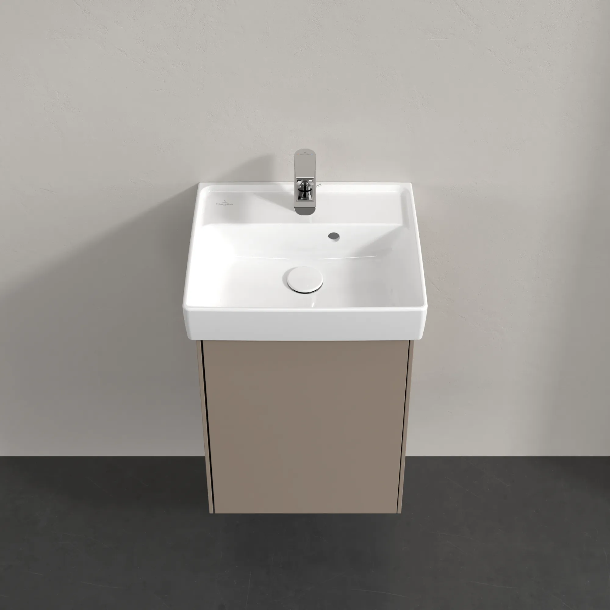 Villeroy & Boch Waschtischunterschrank mit Tür „Collaro“ 410 × 546 × 344 mm Taupe, für Becken mittig, Anschlag rechts, ohne Beleuchtung