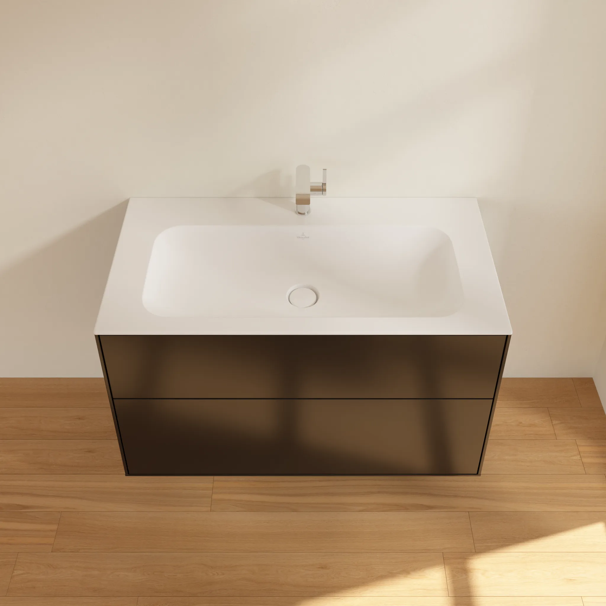 Villeroy & Boch Waschbeckenunterschrank Finion F02, 996x591x498 mm, Black Matt Lacquer, mit SoftClosing und Push-to-open Funktion Villeroy & Boch Waschbeckenunterschrank Finion F02, 996x591x498 mm, Black Matt Lacquer, mit SoftClosing und Push-to-open Funktion