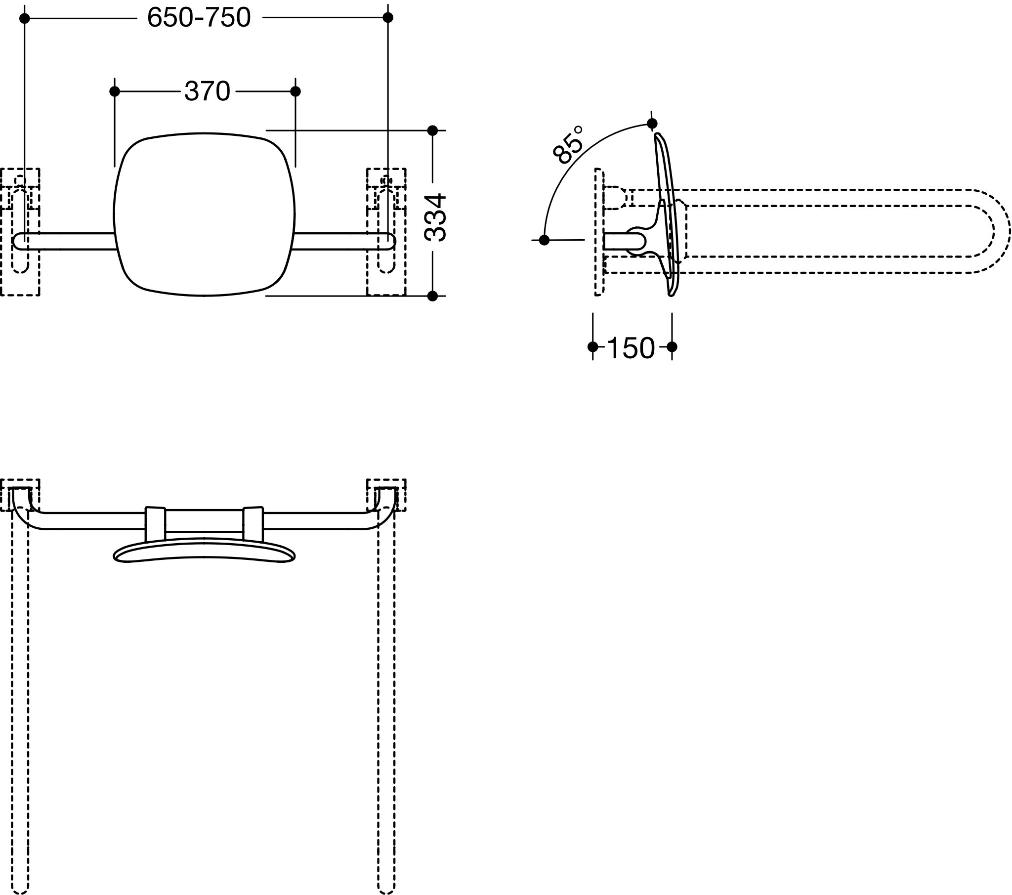 HEWI Rückenstütze „Serie 805“ 10,5 cm in Tiefschwarz