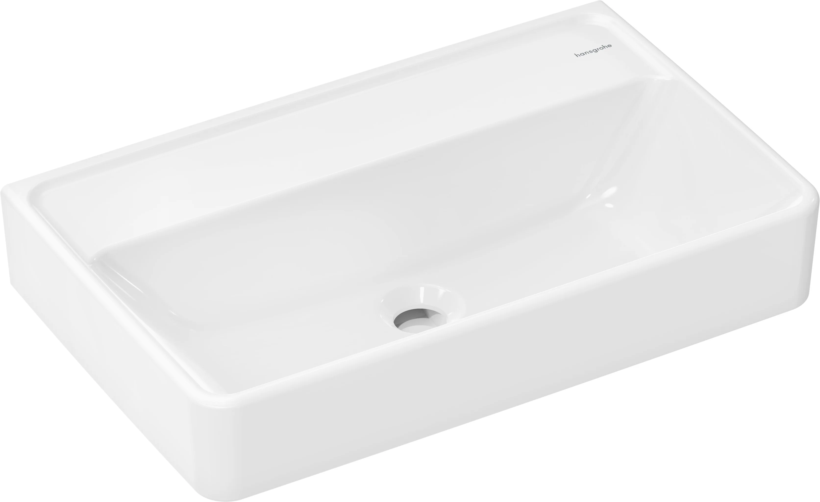 Hansgrohe Xanuia Q Waschtisch Compact, 600x370 mm, weiß, glänzend, wandhängend, ohne Hahnloch und Überlauf