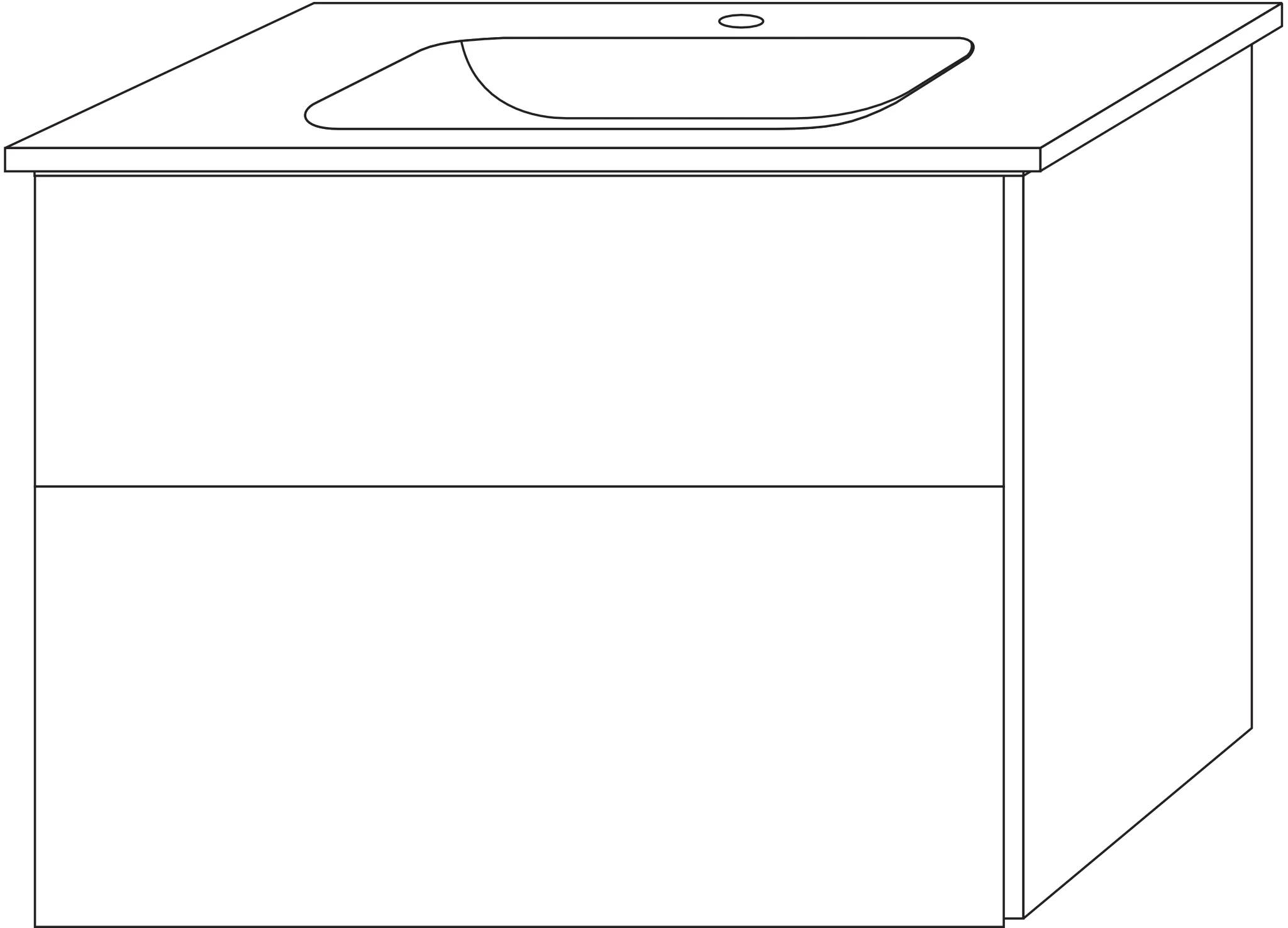 Sanipa Keramik-Waschtisch-Set mit Waschtischunterschrank „3way“ 77 × 46 × 58,2 cm in Anthrazit-Matt, mittig