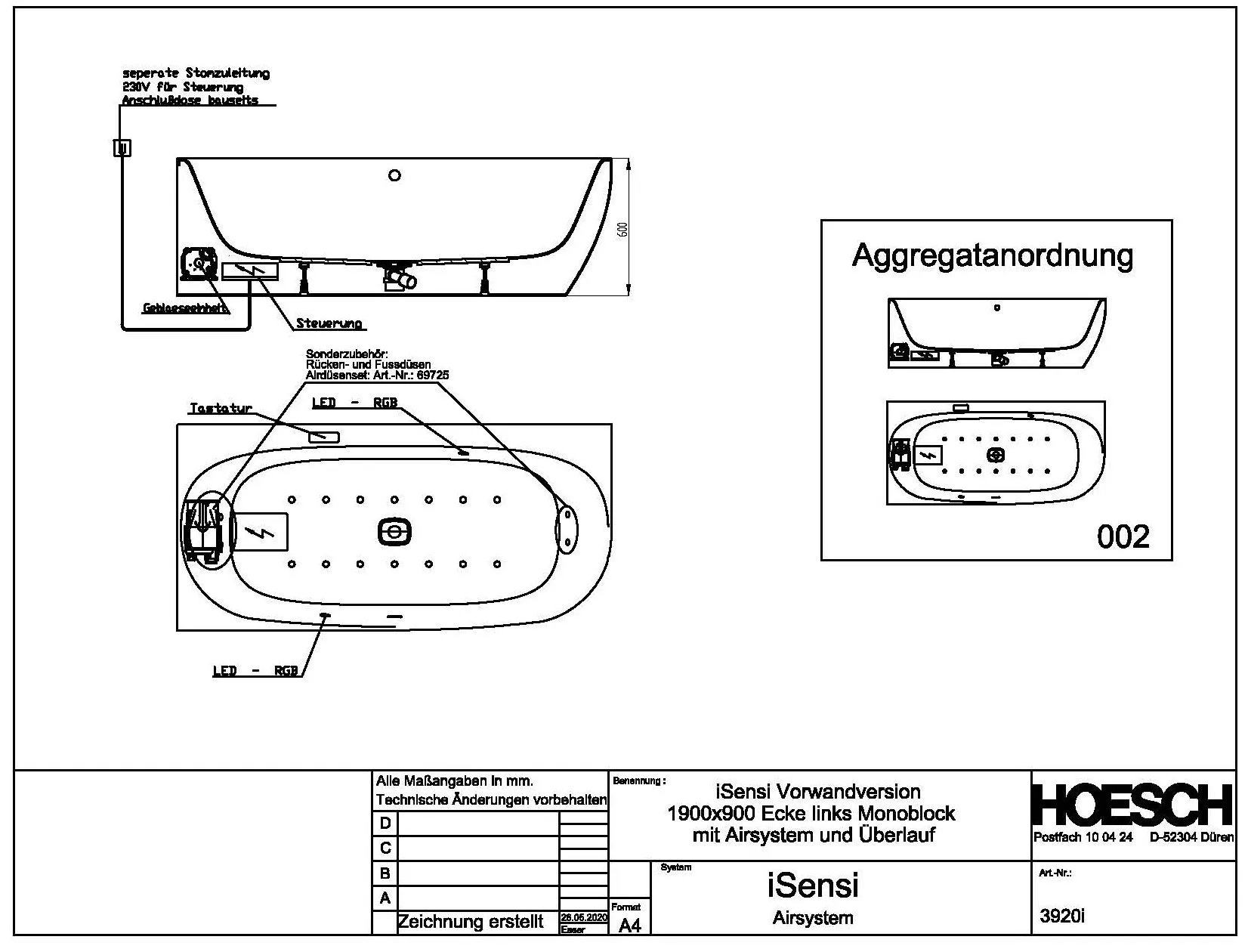 Hoesch Whirlwanne „iSensi“ Monolith mit Airsystem „iSensi“ vorwand eck, asymmetrisch 190 × 90 cm, links in Weiß (glänzend) / Schwarz (matt) Hoesch Whirlwanne „iSensi“ Monolith mit Airsystem „iSensi“ vorwand eck, asymmetrisch 190 × 90 cm, links in Weiß (glänzend) / Schwarz (matt)