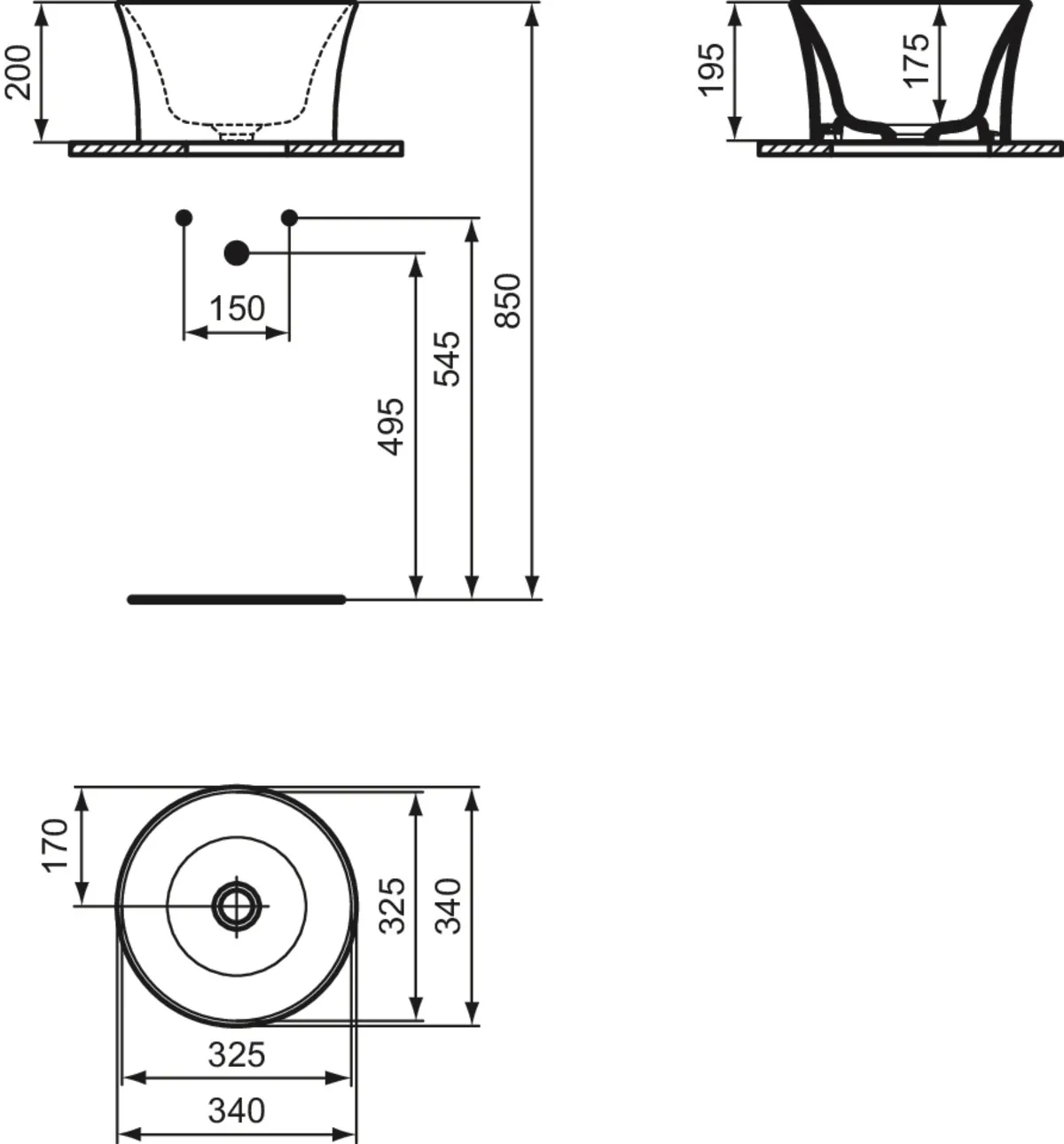 Waschbecken „LaDolceVita“ 34 × 34 × 20 cm Waschbecken „LaDolceVita“ 34 × 34 × 20 cm