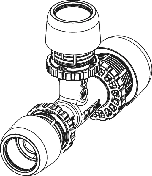 TECElogo-Ax T-Stück reduziert Dimension 25 × 20 × 20, PPSU