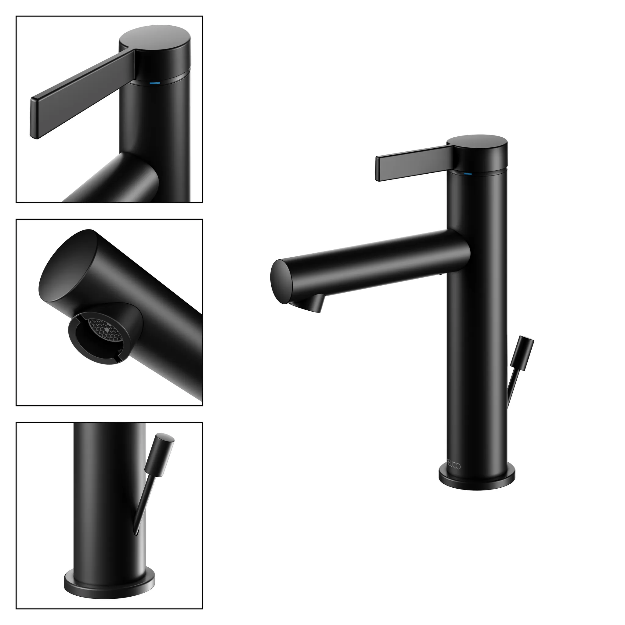 KEUCO IXMO Einhebel-Waschtischmischer 130 IXMO Pure mit Zugstangen-Ablaufgarnitur IXMO Pure, Rosette rund schwarz matt KEUCO IXMO Einhebel-Waschtischmischer 130 IXMO Pure mit Zugstangen-Ablaufgarnitur IXMO Pure, Rosette rund schwarz matt