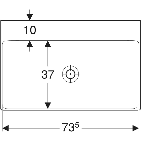 Wandwaschtisch „One“, rechteckig 75 × 48 cm in weiß alpin mit KeraTect®