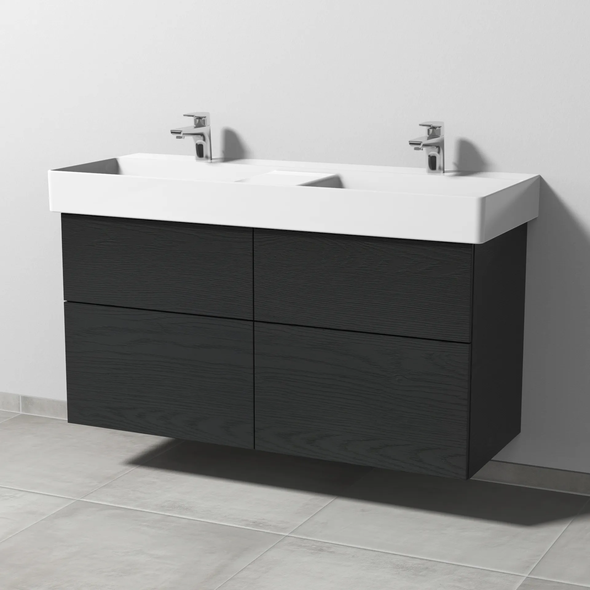 Sanipa Waschtischunterschrank „3way“ passend zu Keramik-Waschtische Dura Square von Duravit 1140 × 588 × 447 mm in Black Oak