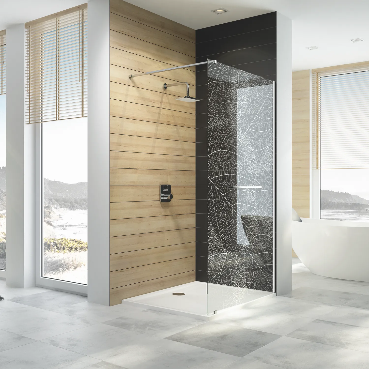 Hoesch Walk-In-Duschkabine für Ecke „Free“ Profile eloxal silber, H: 2000 mm Hoesch Walk-In-Duschkabine für Ecke „Free“ Profile eloxal silber, H: 2000 mm