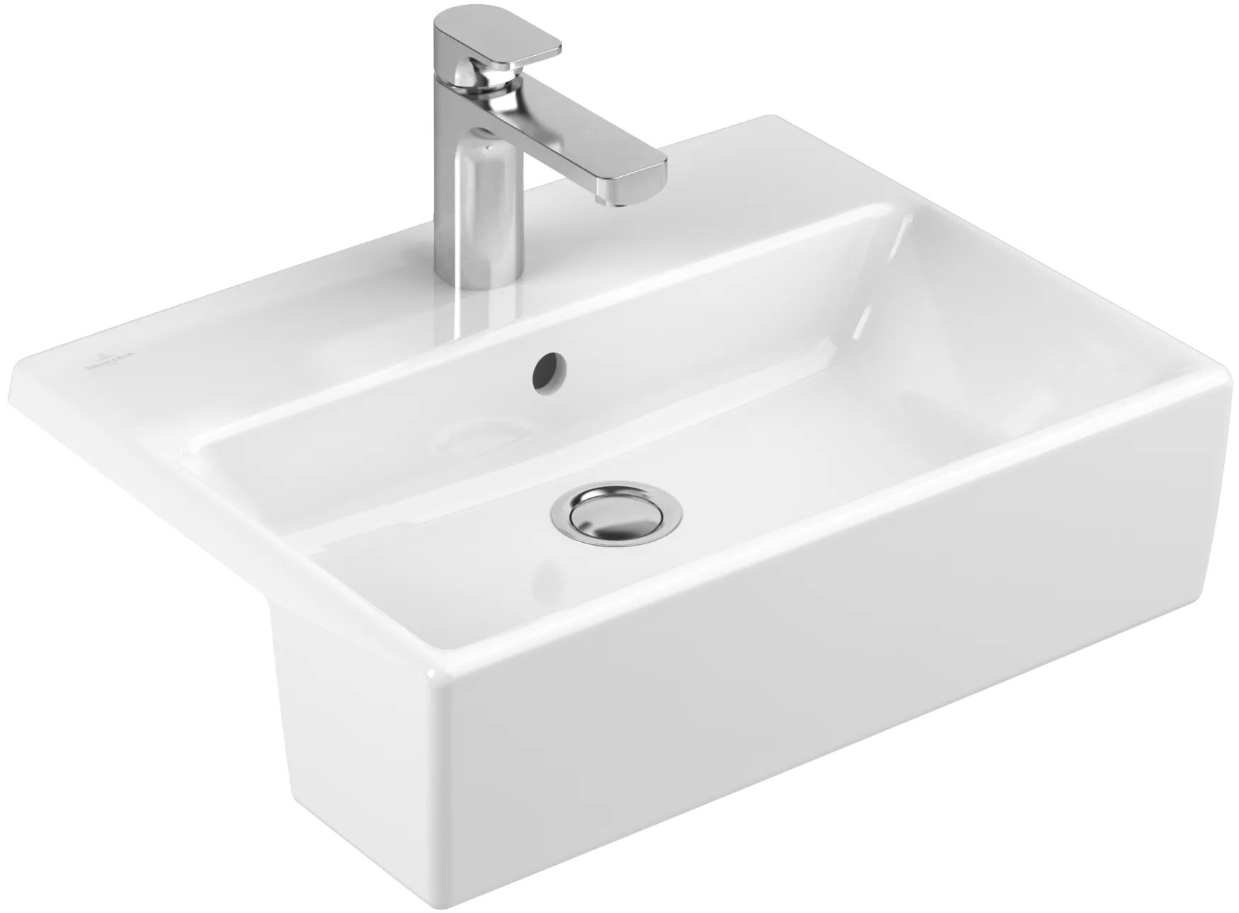 Villeroy & Boch Vorbauwaschbecken „Memento“ 550 × 420 × 160 mm, mit Hahnlochbohrung, Hahnlochposition mittig in Weiß Alpin Villeroy & Boch Vorbauwaschbecken „Memento“ 550 × 420 × 160 mm, mit Hahnlochbohrung, Hahnlochposition mittig in Weiß Alpin