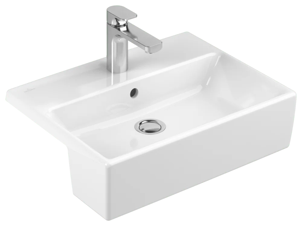 Villeroy & Boch Memento Vorbauwaschbecken 550x420mm Rechteck 1HL. mit Überlauf Weiß Alpin
