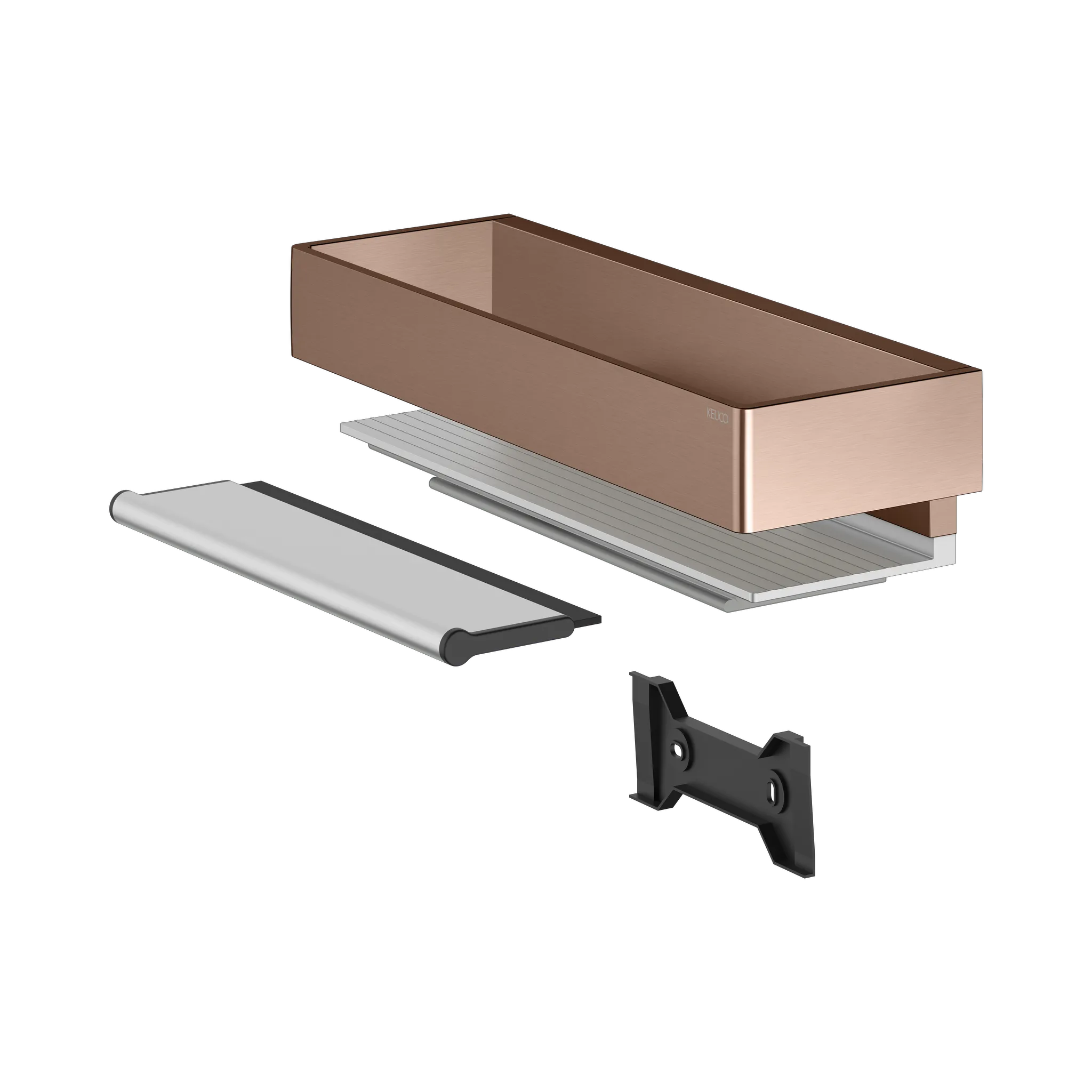 KEUCO EDITION 11 Duschablage mit Glasabzieher Rotgold gebürstet / Alu KEUCO EDITION 11 Duschablage mit Glasabzieher Rotgold gebürstet / Alu