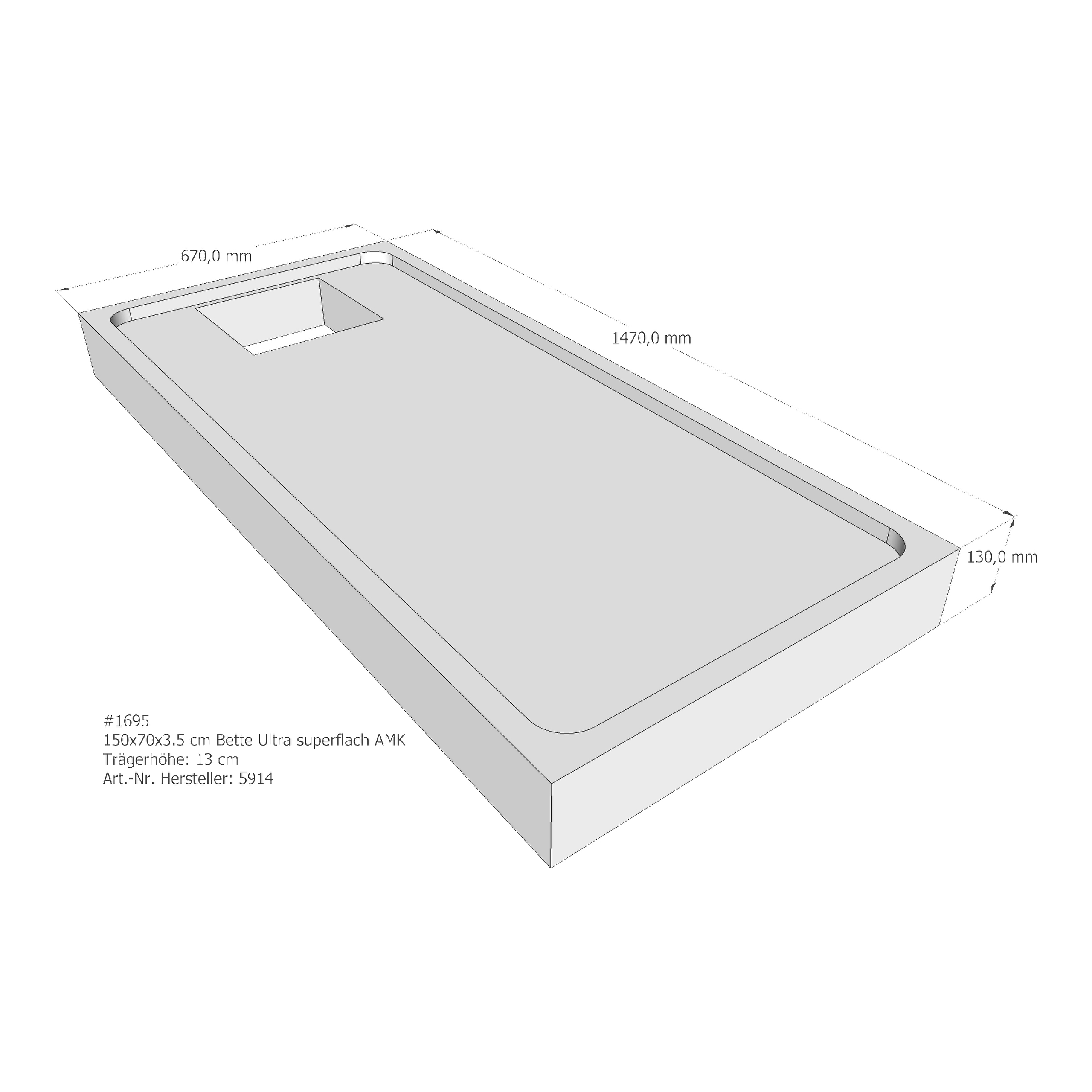 Duschwannenträger Bette BetteUltra (superflach) 150x70x3,5 cm AMK210