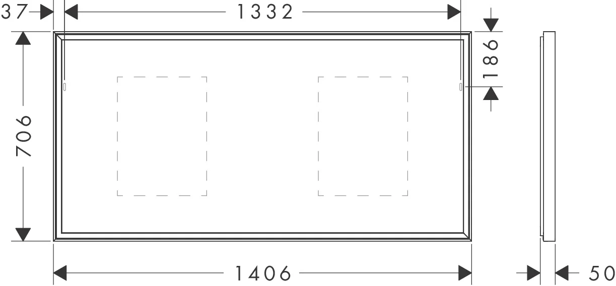 Hansgrohe Xarita E Spiegel 1400/700/50 mm, Mattweiß, LED-Beleuchtung mit Infrarotsensor, stufenlos dimmbar, AntiFog, Wandmontage