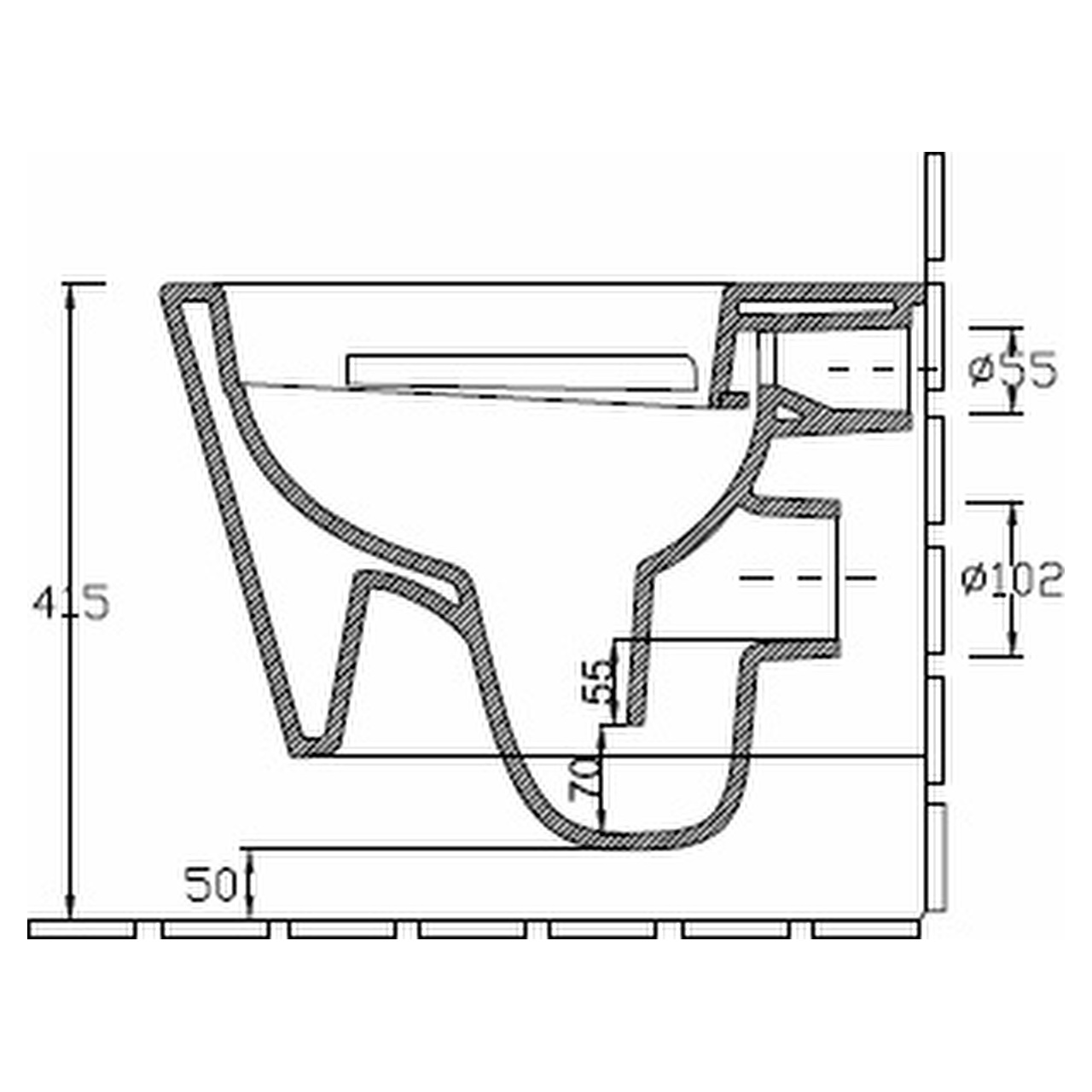 Wand-Tiefspül-WC Soft-Edge „AqvaCeramica“ 36,5 cm ohne Spülrand