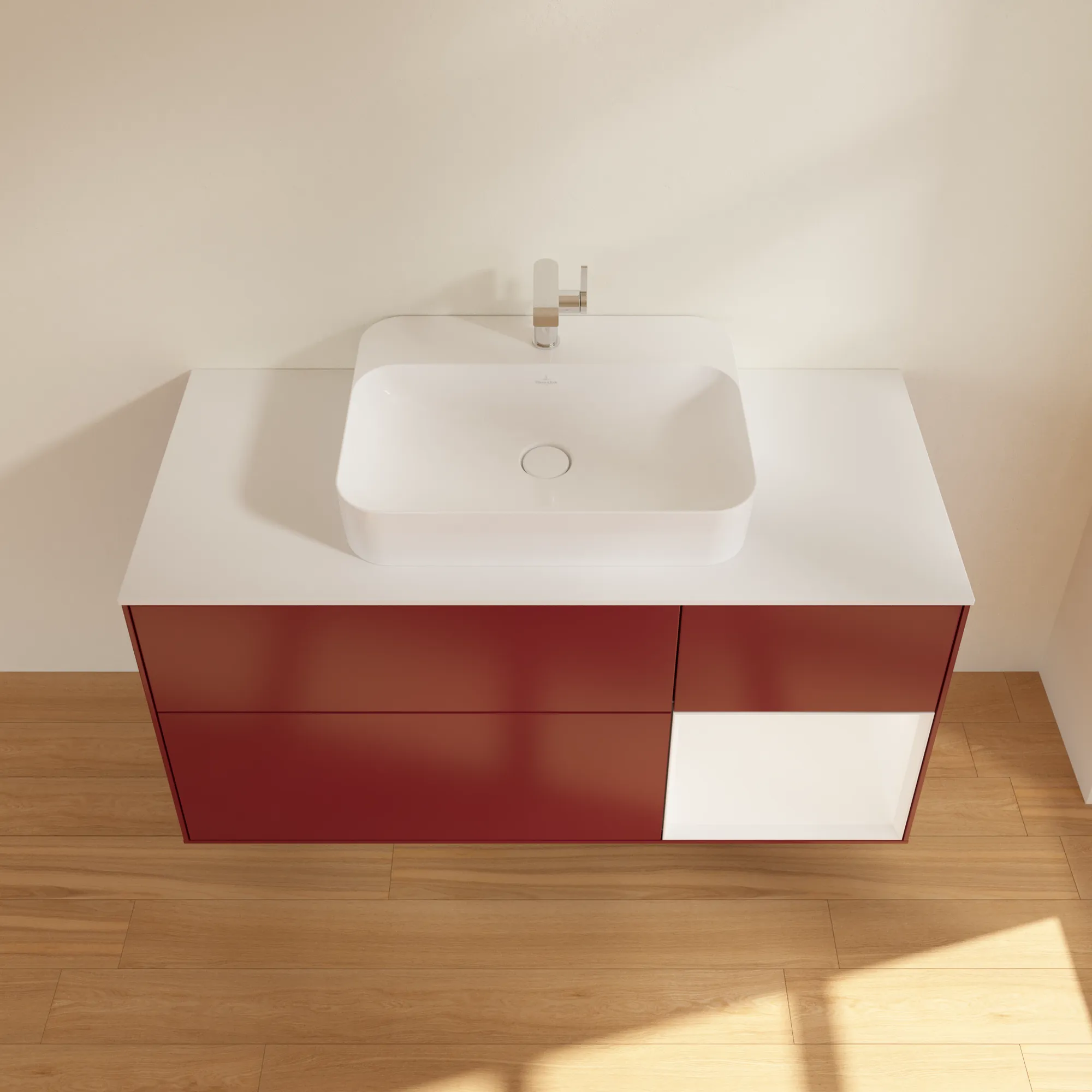 Villeroy & Boch Waschtischunterschrank „Finion“ für Schrankwaschtisch 1200 × 603 × 501 mm Peony Matt Lacquer, für Becken mittig Villeroy & Boch Waschtischunterschrank „Finion“ für Schrankwaschtisch 1200 × 603 × 501 mm Peony Matt Lacquer, für Becken mittig