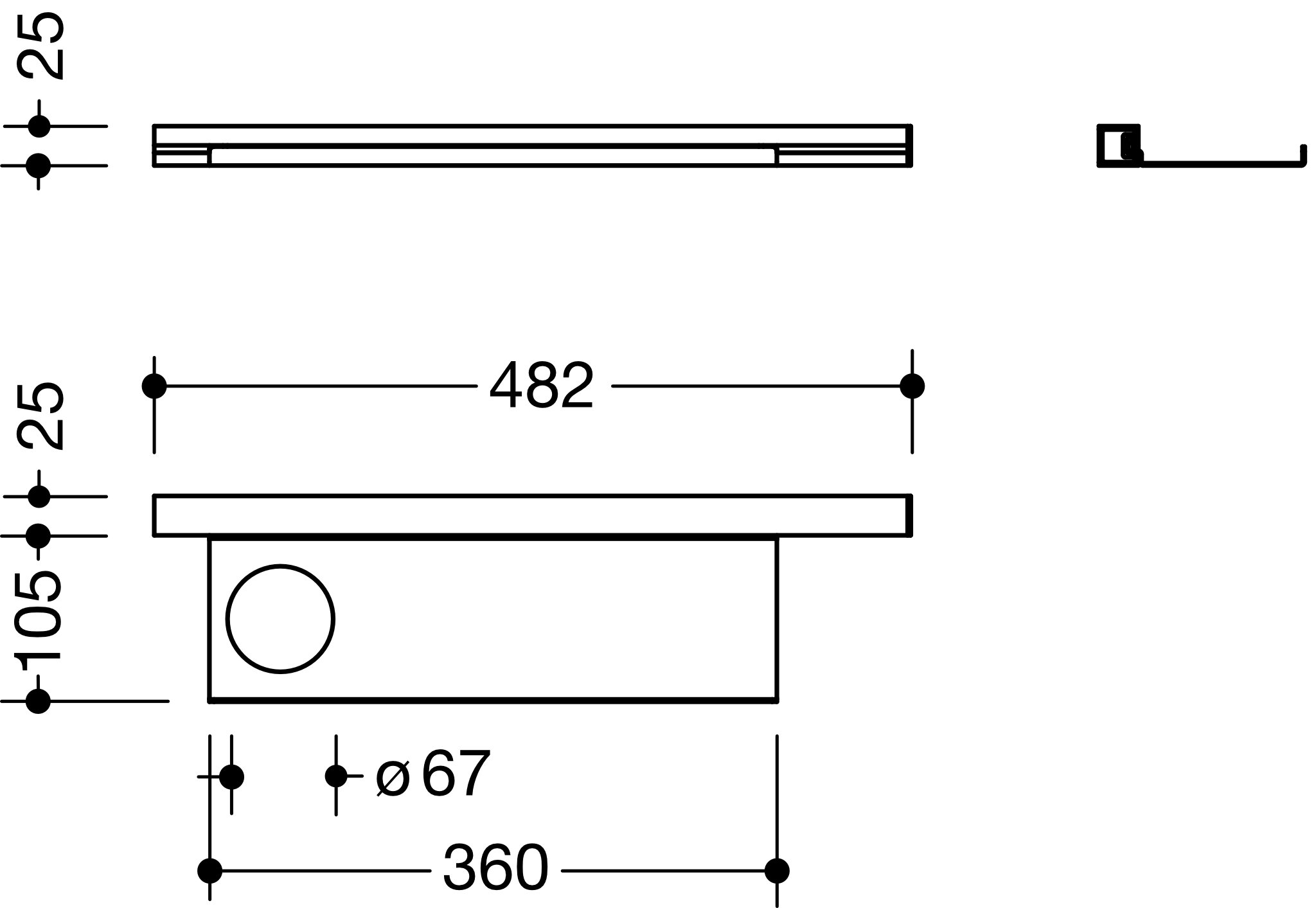 HEWI Ablage 950.13.0004 SC 48,2 × 2,5 × 10,2 cm