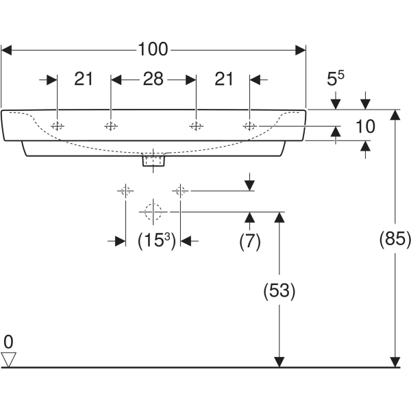 Wandwaschtisch „Renova Plan“, rechteckig 100 × 48 cm in weiß alpin Wandwaschtisch „Renova Plan“, rechteckig 100 × 48 cm in weiß alpin