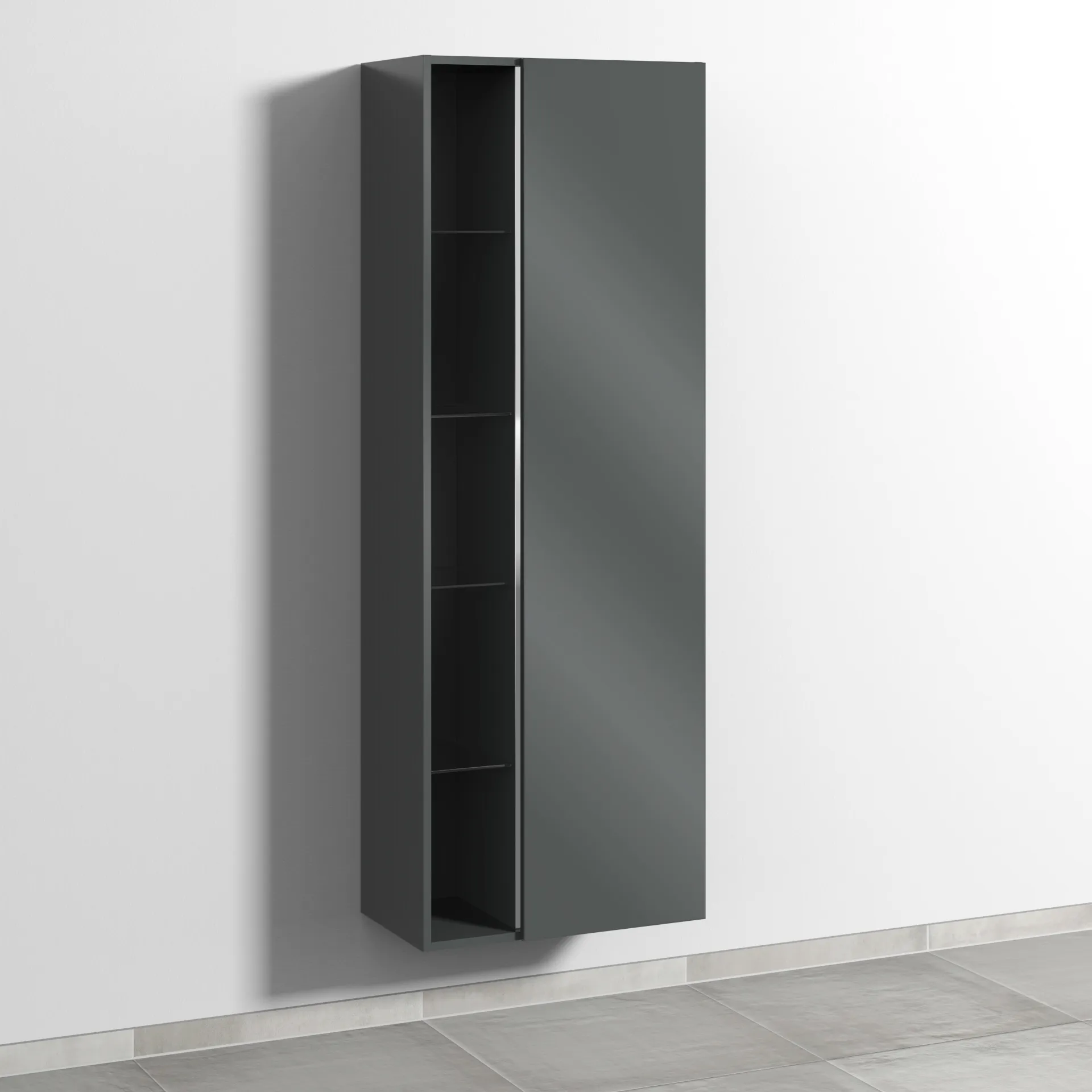 Sanipa Stauraumschrank „3way“ 600 × 1700 × 345 mm Anschlag rechts, in Anthrazit (glanz), Anschlag rechts