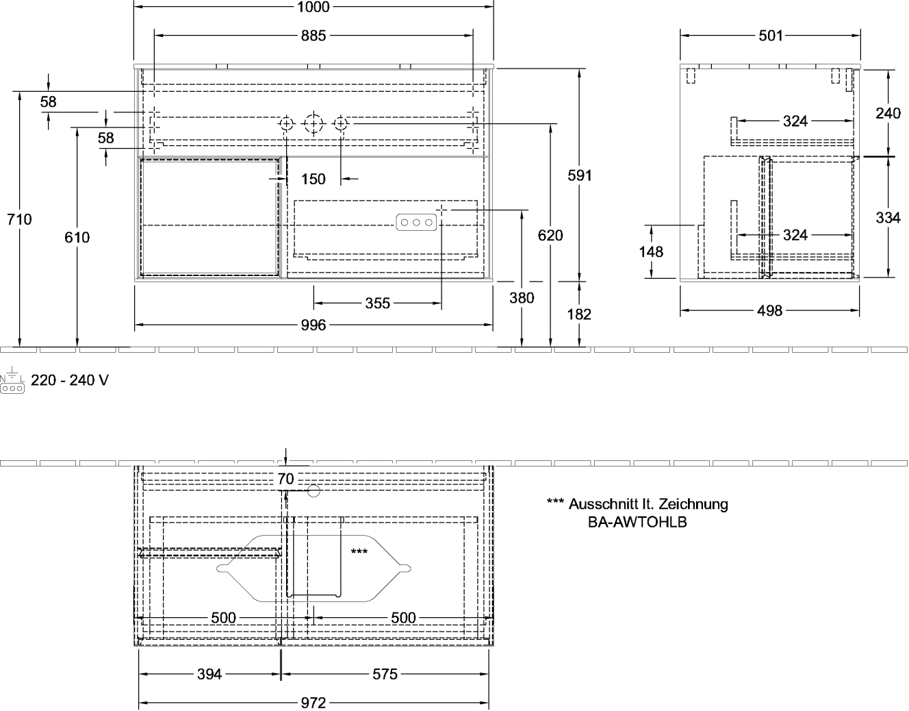 Villeroy & Boch Finion Waschbeckenunterschrank F24 1000x603x501mm Villeroy & Boch Finion Waschbeckenunterschrank F24 1000x603x501mm