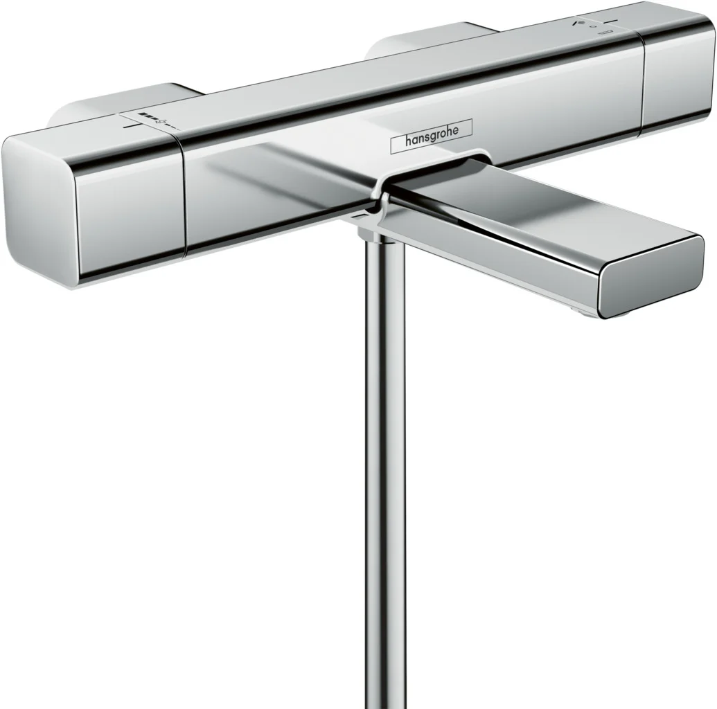 Hansgrohe Ecostat E Wannenthermostat Aufputz, Chrom, Ausladung 183 mm, 2 Verbraucher