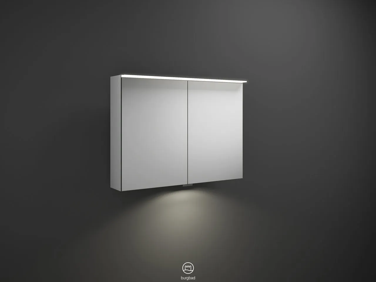Spiegelschrank RL10 von burgbad - beidseitig verspiegelt, LED-Aufsatzleuchte 4200 K, Anthrazitgrau, 906 x 200 mm, Höhe 710 mm