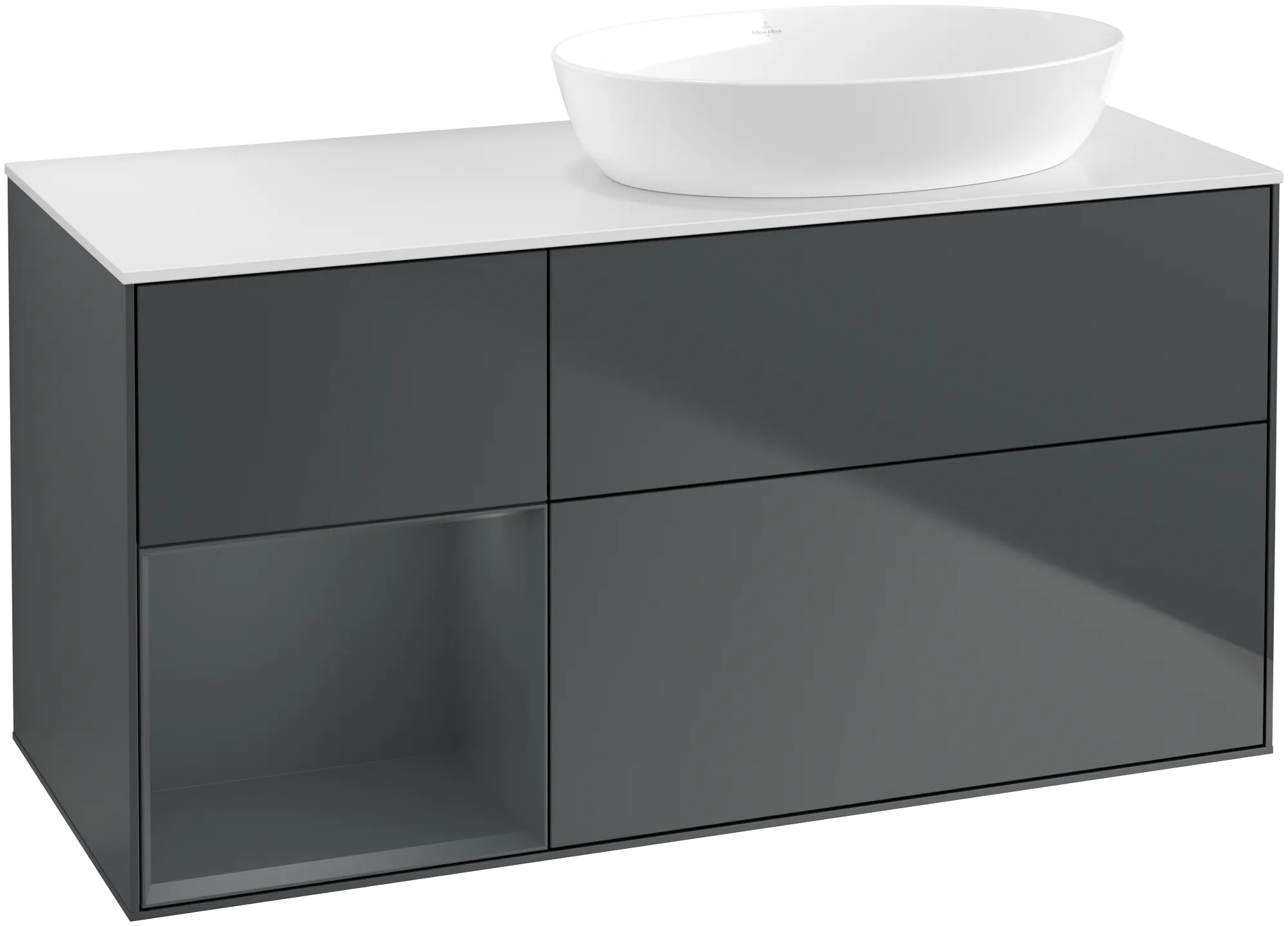 Villeroy & Boch Finion Waschbeckenunterschrank FA4, 1200x603x501mm, Midnight Blue Matt Lacquer / Glass White Matt