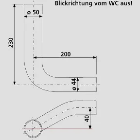 SANIT Spülbogen d:50x44 rechts versetzt 80mm weiß