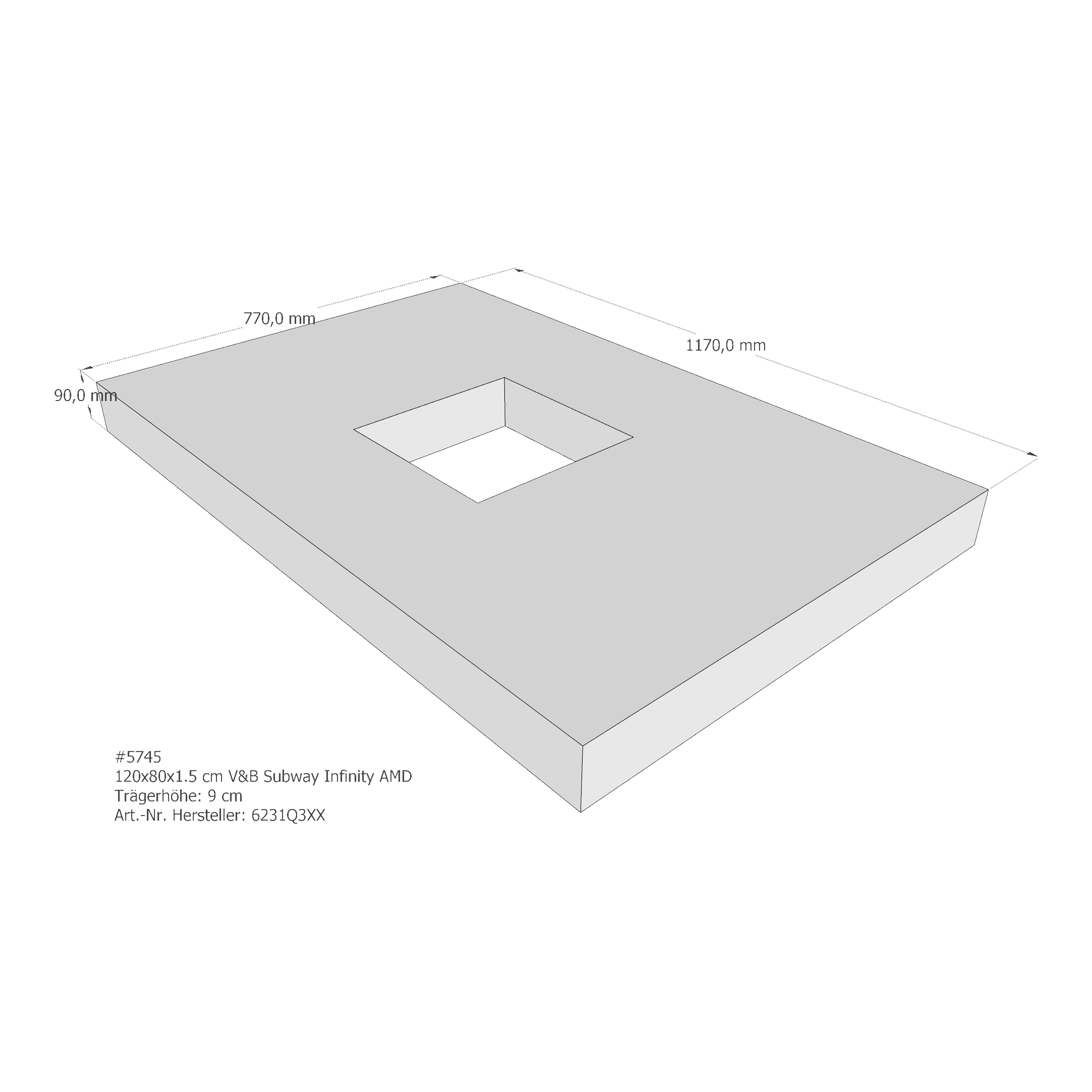 Duschwannenträger für Villeroy & Boch Subway Infinity 120 × 80 × 1,5 cm