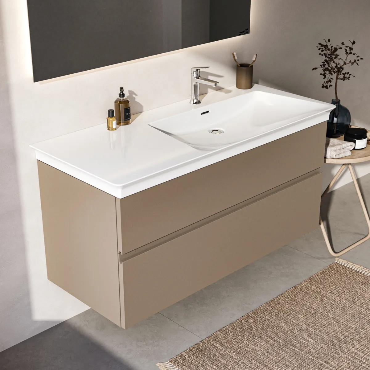 Ideal Standard Waschtischunterschrank „Finesse“ 120 × 55 × 50,5 cm Greige matt