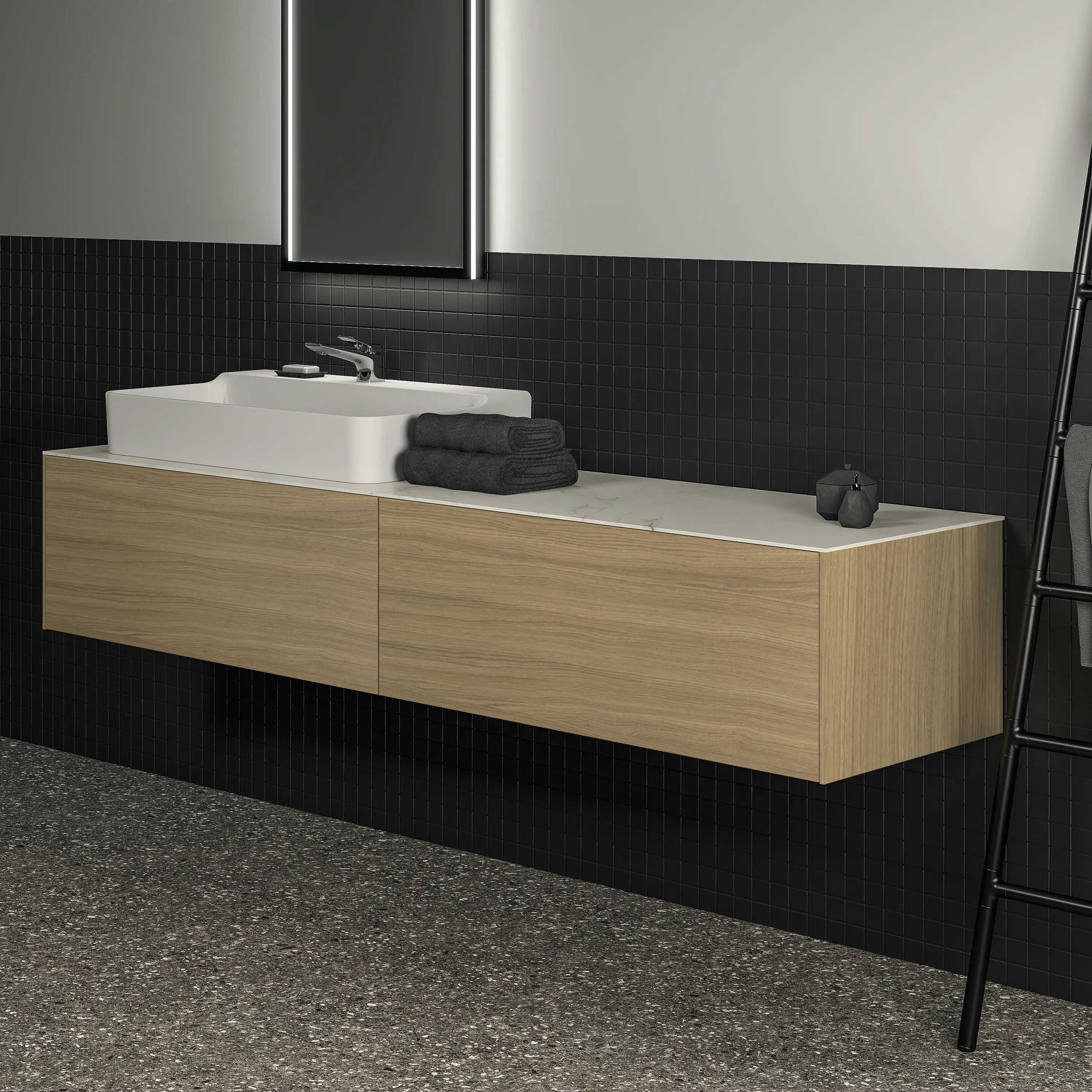 Ideal Standard Waschtischunterschrank „Conca“ 198,5 × 36 × 50,5 cm Eiche hell Furnier Ideal Standard Waschtischunterschrank „Conca“ 198,5 × 36 × 50,5 cm Eiche hell Furnier