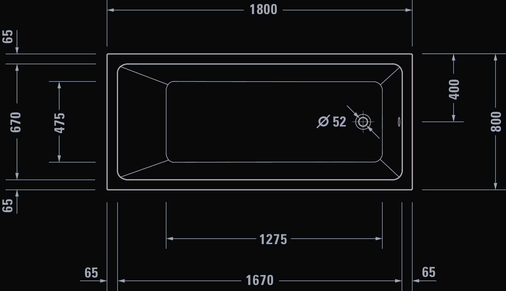 Duravit Badewanne „No.1“ rechteck 1800 × 800 mm, Fußablauf in Weiß Duravit Badewanne „No.1“ rechteck 1800 × 800 mm, Fußablauf in Weiß