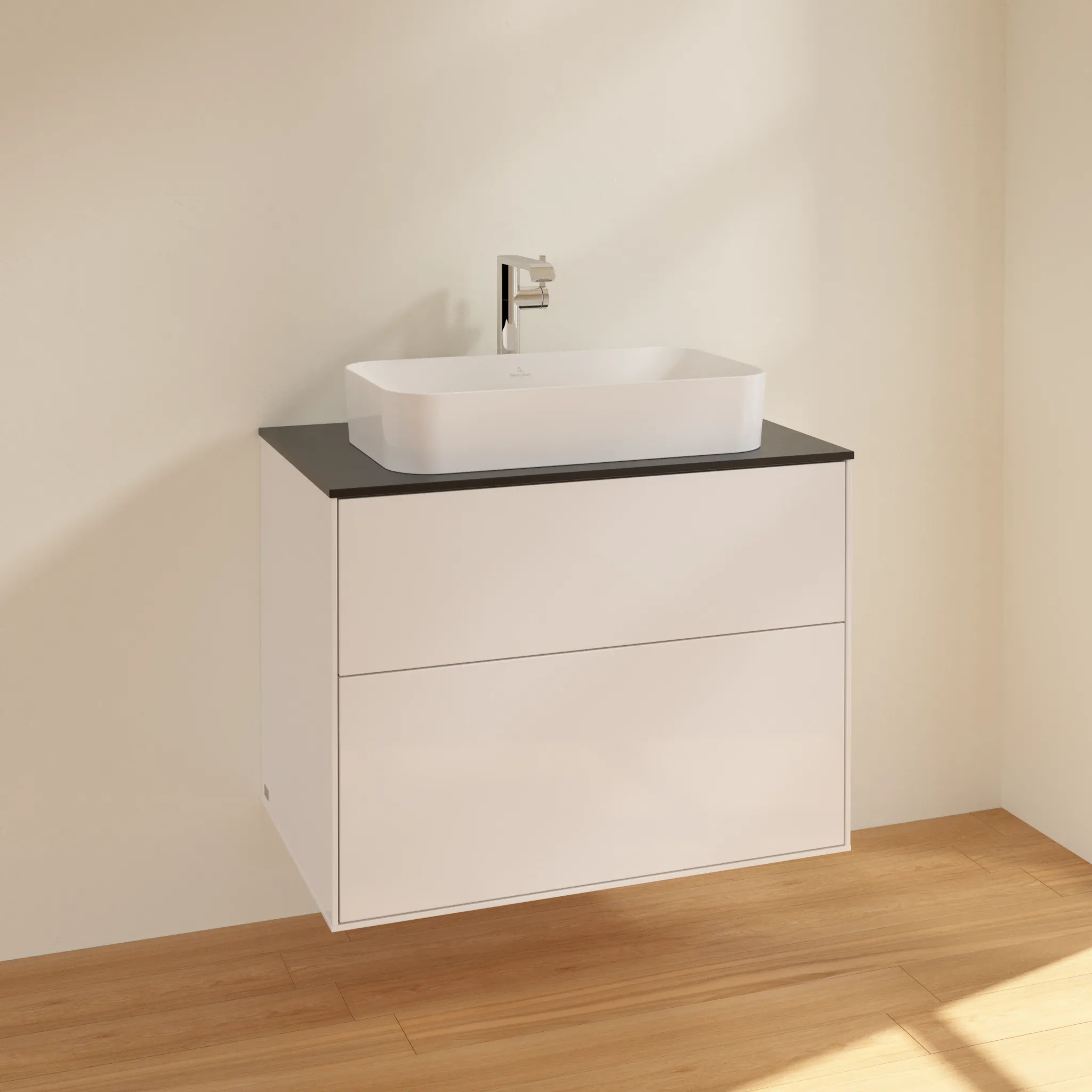 Villeroy & Boch Waschtischunterschrank „Finion“ für Schrankwaschtisch 800 × 603 × 501 mm Glossy White Lacquer, mit Hahnlochbohrung, für Becken mittig
