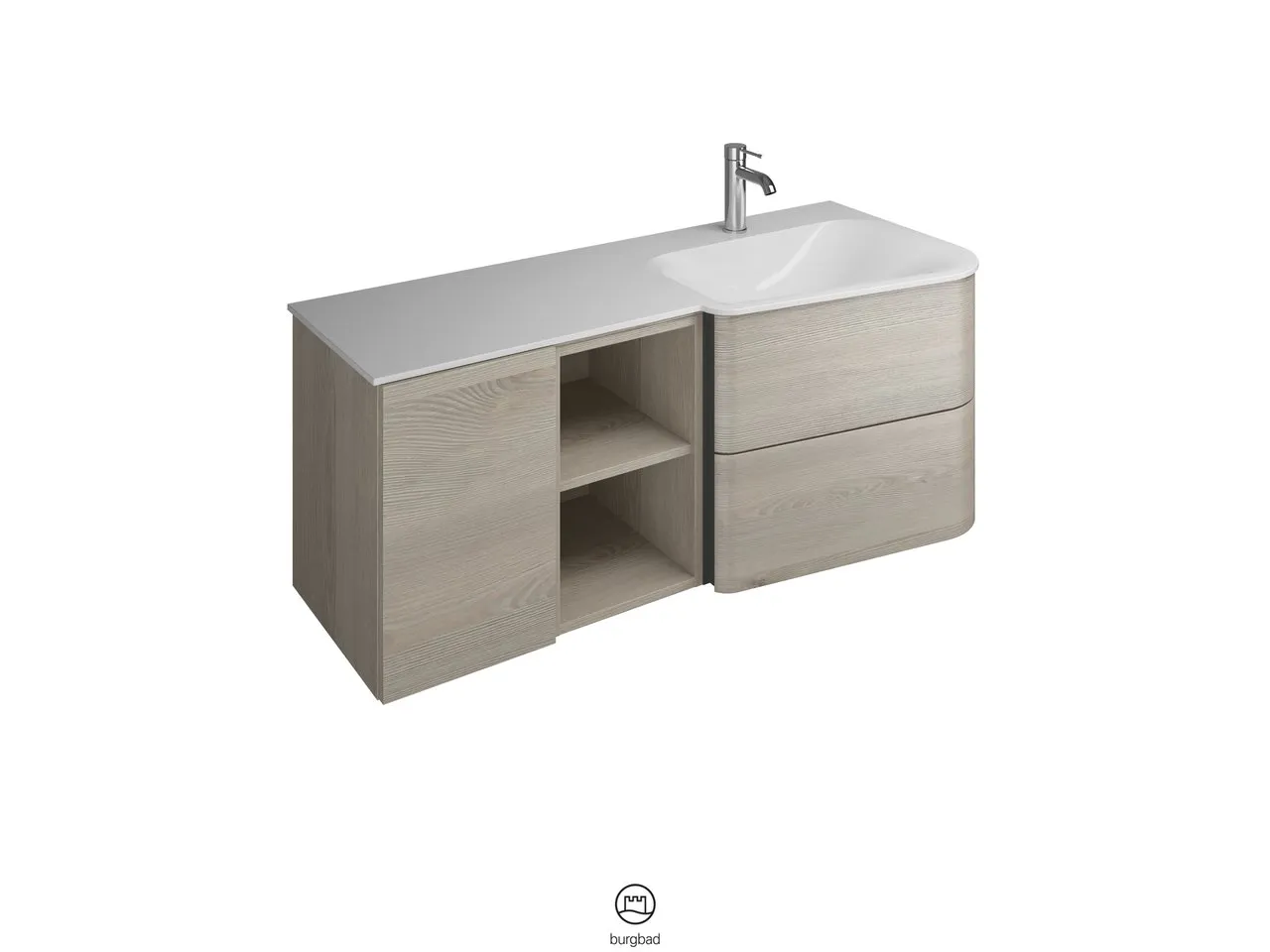 burgbad Badmöbelset „Badu“ Griffleiste, Weiß, in Weiß Matt burgbad Badmöbelset „Badu“ Griffleiste, Weiß, in Weiß Matt