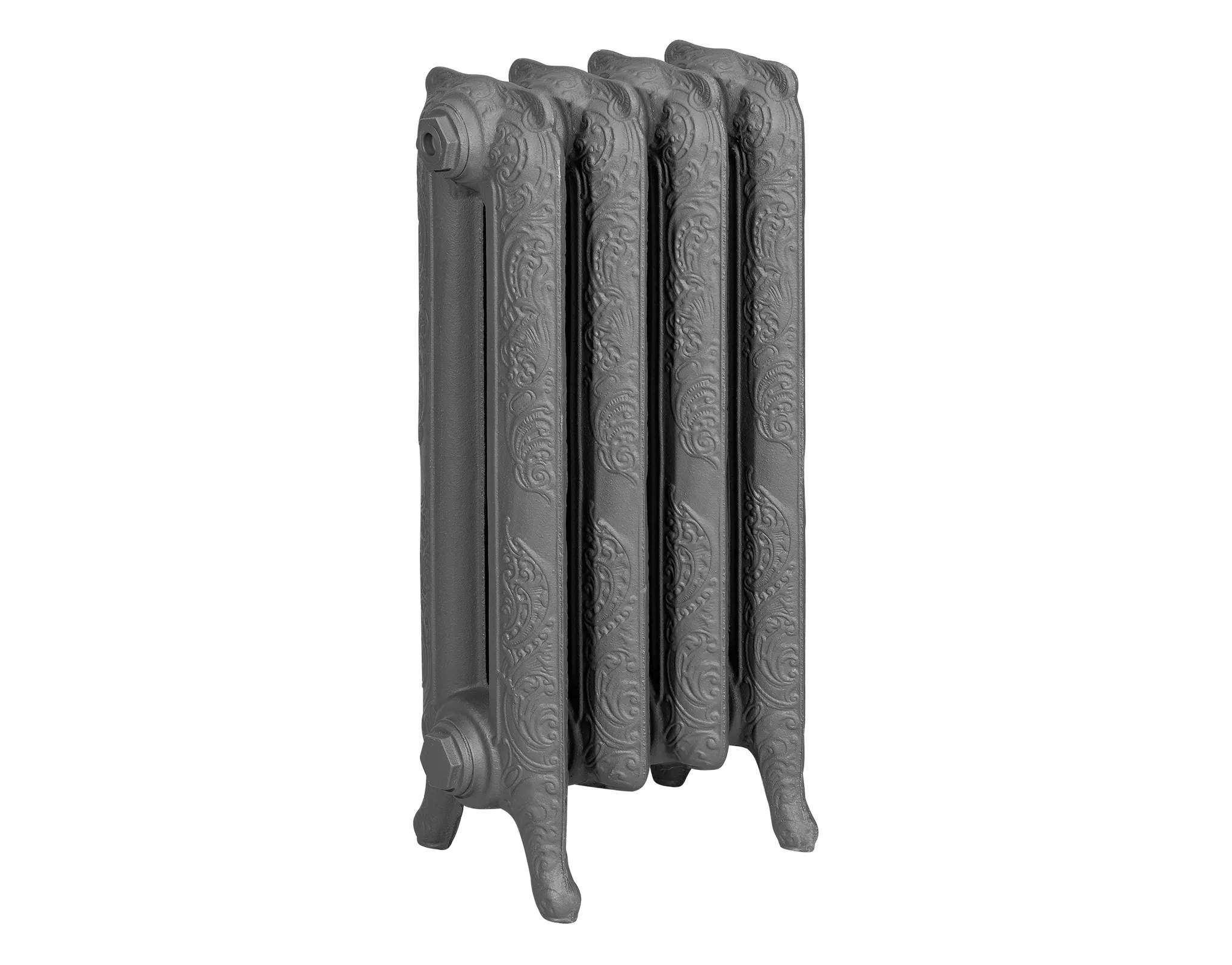 HG-TEC Gussradiator Kopenhagen, RAL 7022, 1 Gl., BH 660, NA 500, BL 76, BT 180 m Fuß