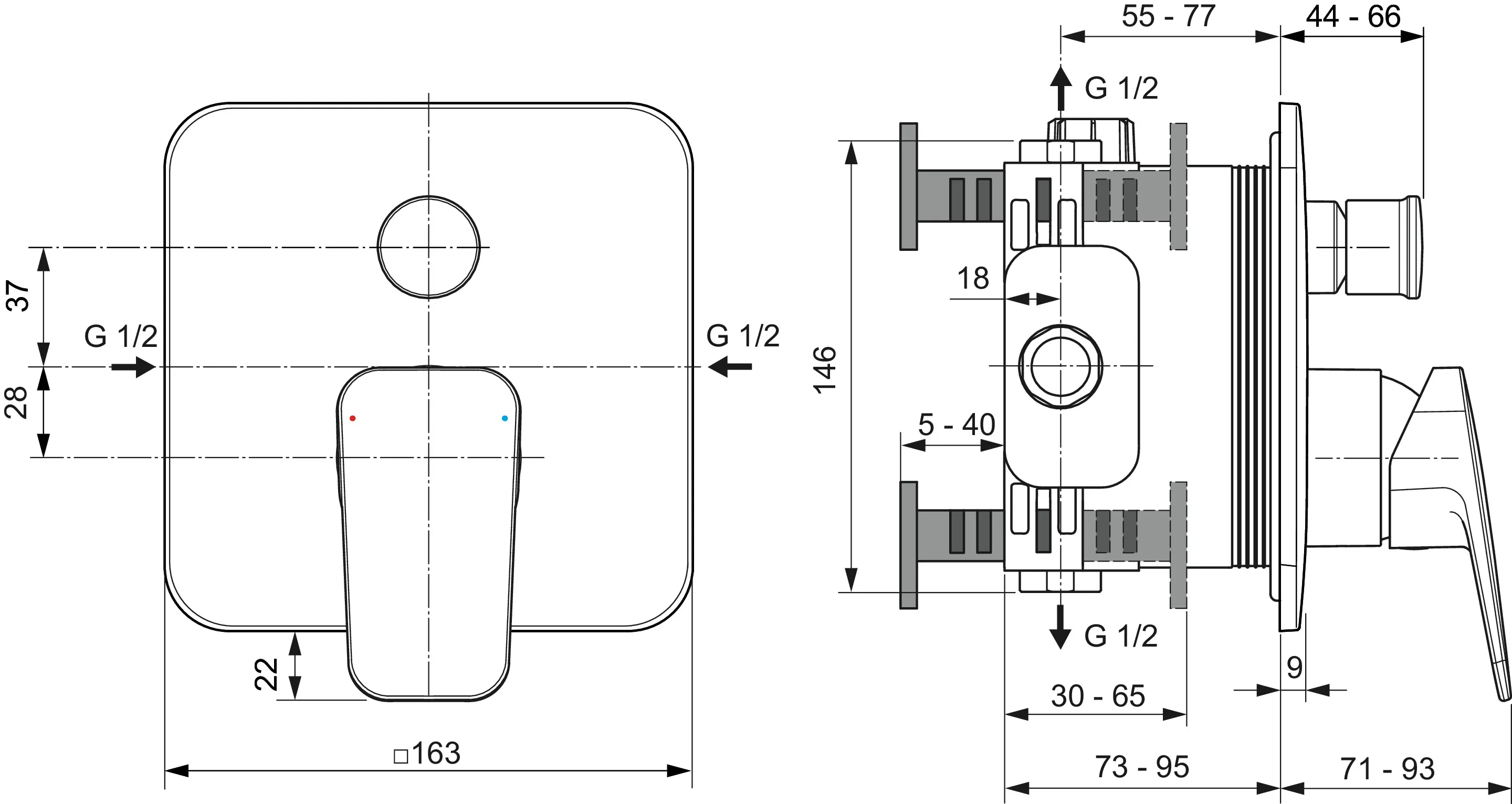 Badearmatur Unterputz Ceraplan DIN EN 1717 163x71x185mm Chrom Badearmatur Unterputz Ceraplan DIN EN 1717 163x71x185mm Chrom