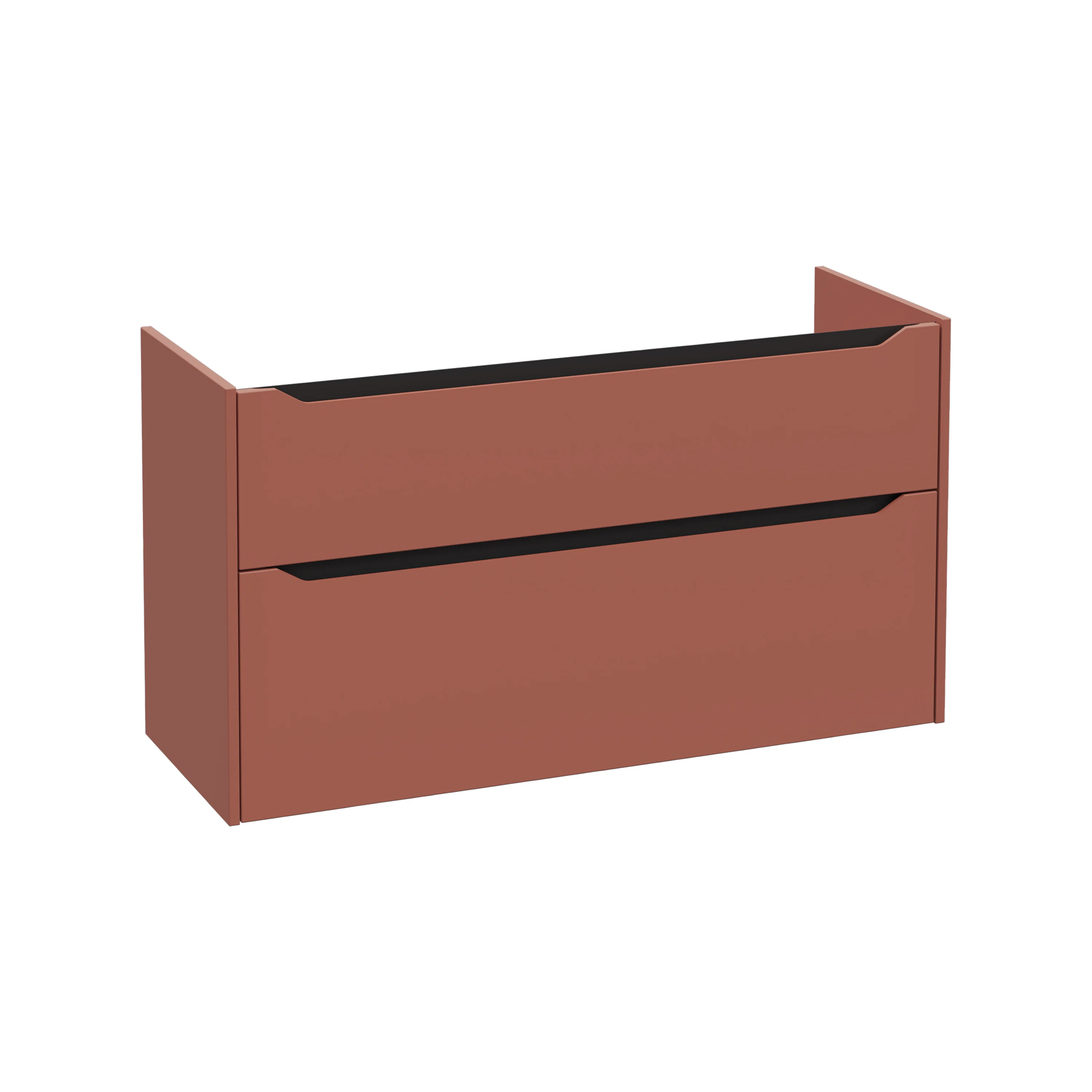 New Integra Square Waschtischunterschrank mit 2 Vollauszügen 117 x 45 x 65 cm (BxTxH) Terracotta Matt