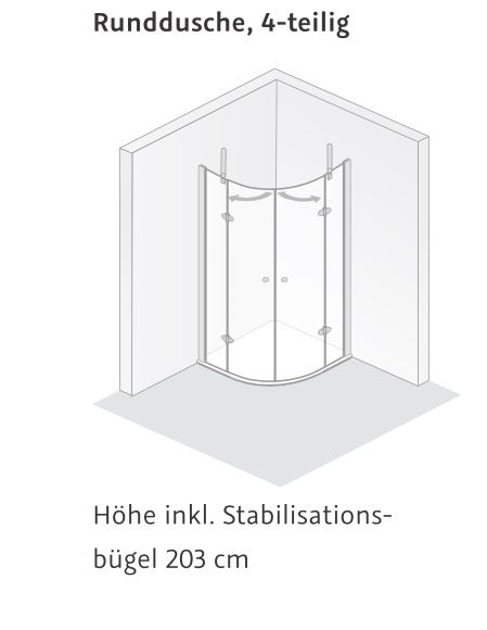 HSK teilgerahmte Runddusche Radius 550 4-teilig „Premium Classic“ Glas Linea 01 (80 cm), Profile Pergamon, H: 2000 mm HSK teilgerahmte Runddusche Radius 550 4-teilig „Premium Classic“ Glas Linea 01 (80 cm), Profile Pergamon, H: 2000 mm