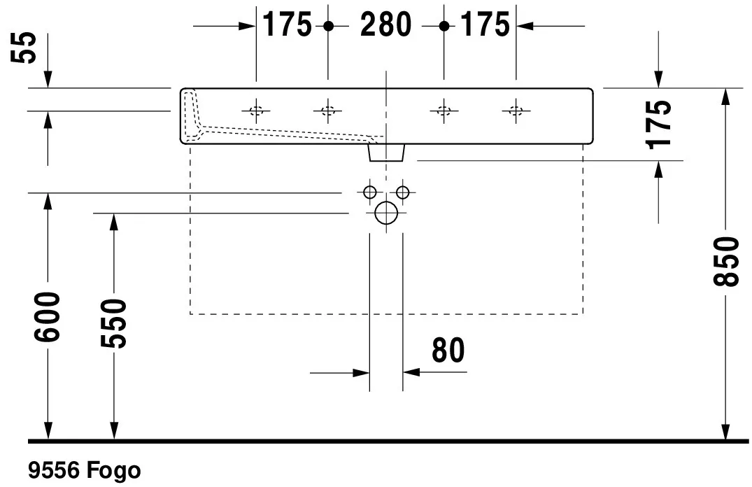 Wandwaschtisch „Vero“, mit Überlauf, Hahnlochposition mittig Wandwaschtisch „Vero“, mit Überlauf, Hahnlochposition mittig