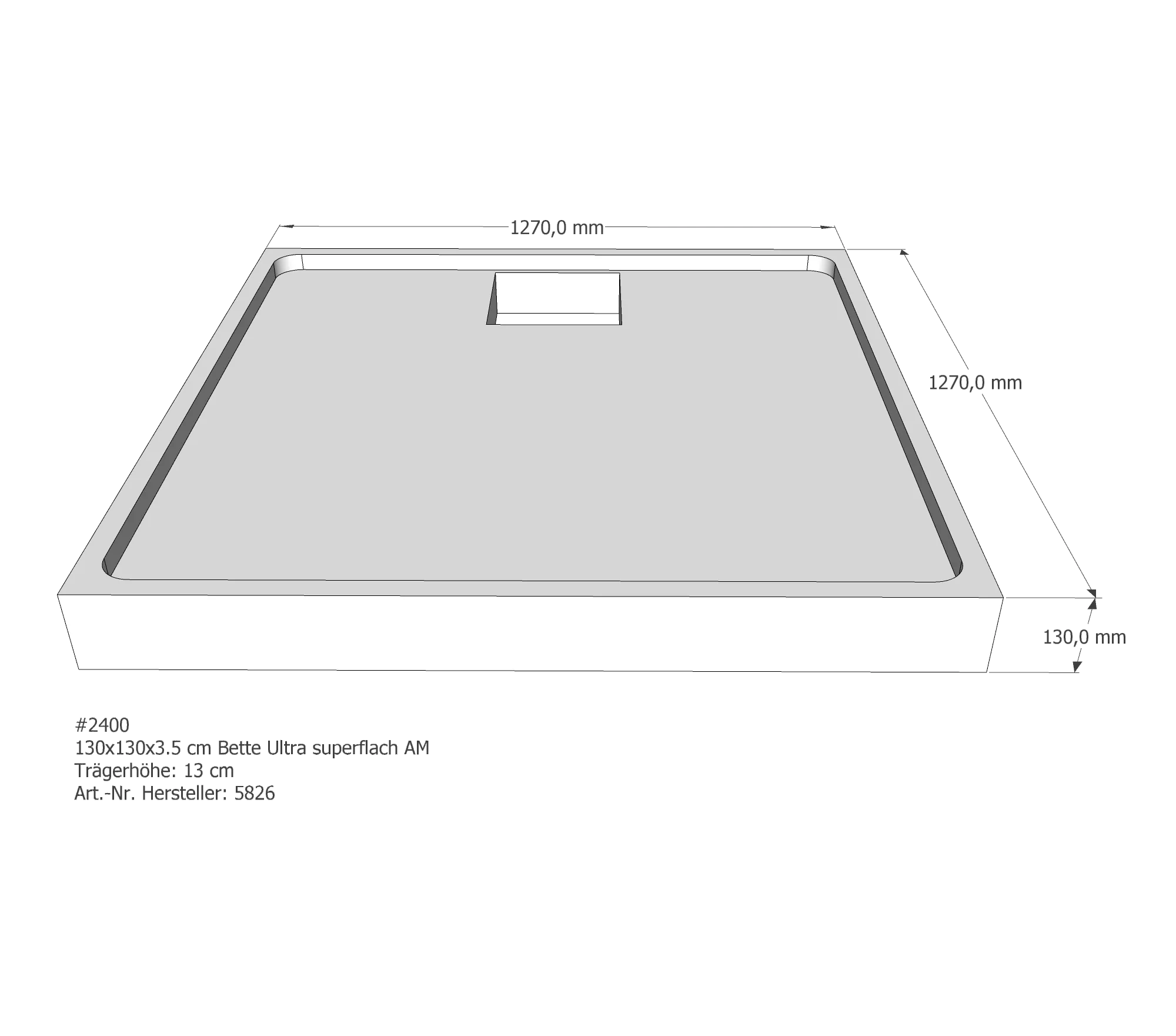 Duschwannenträger für Bette Ultra (superflach) 130 × 130 × 3,5 cm Breite: 130 cm / Länge: 130 cm Duschwannenträger für Bette Ultra (superflach) 130 × 130 × 3,5 cm Breite: 130 cm / Länge: 130 cm